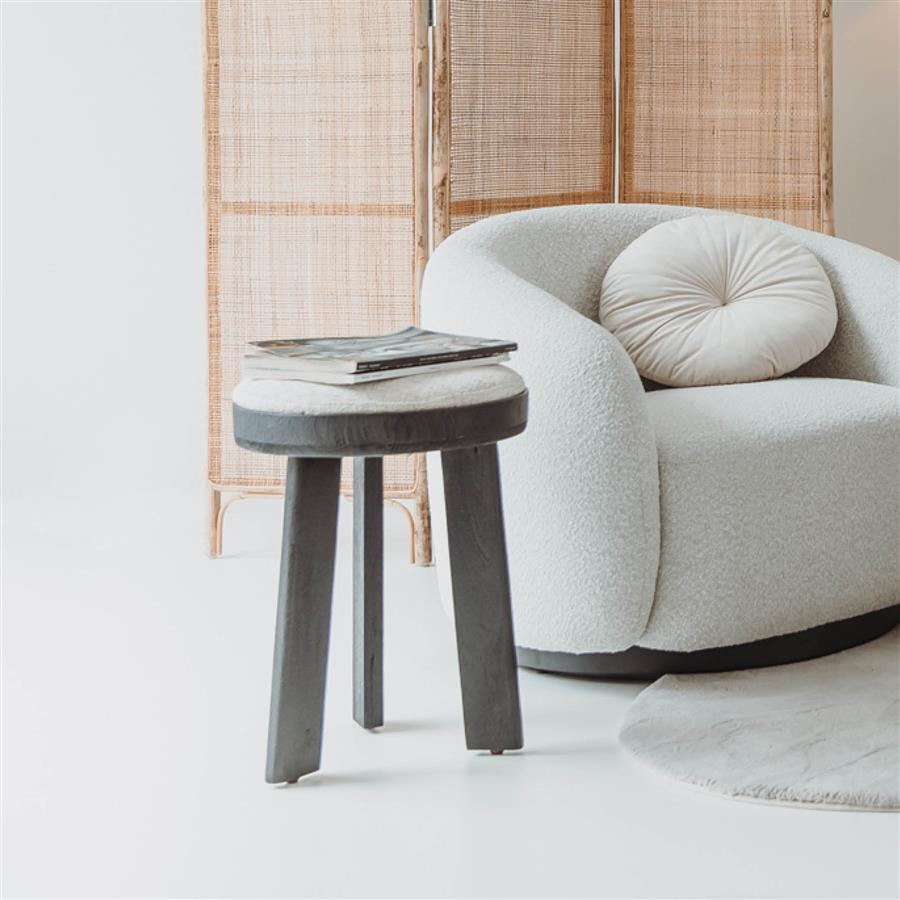 Poef – Ossana Kruk Rond – Zwart – Tower Living