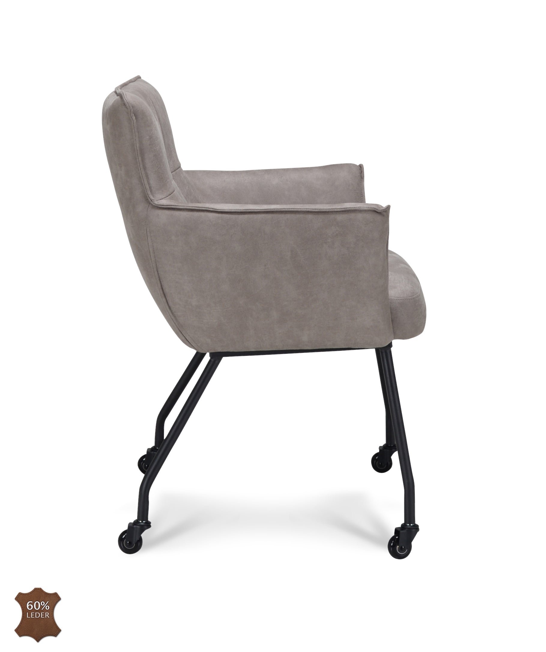 Armstoel Nevada on Wheel Microleder Bull Clay Legs Black On Wheel
