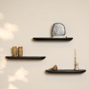 Wandplank Gusta Zwart Mangohout Set van 3