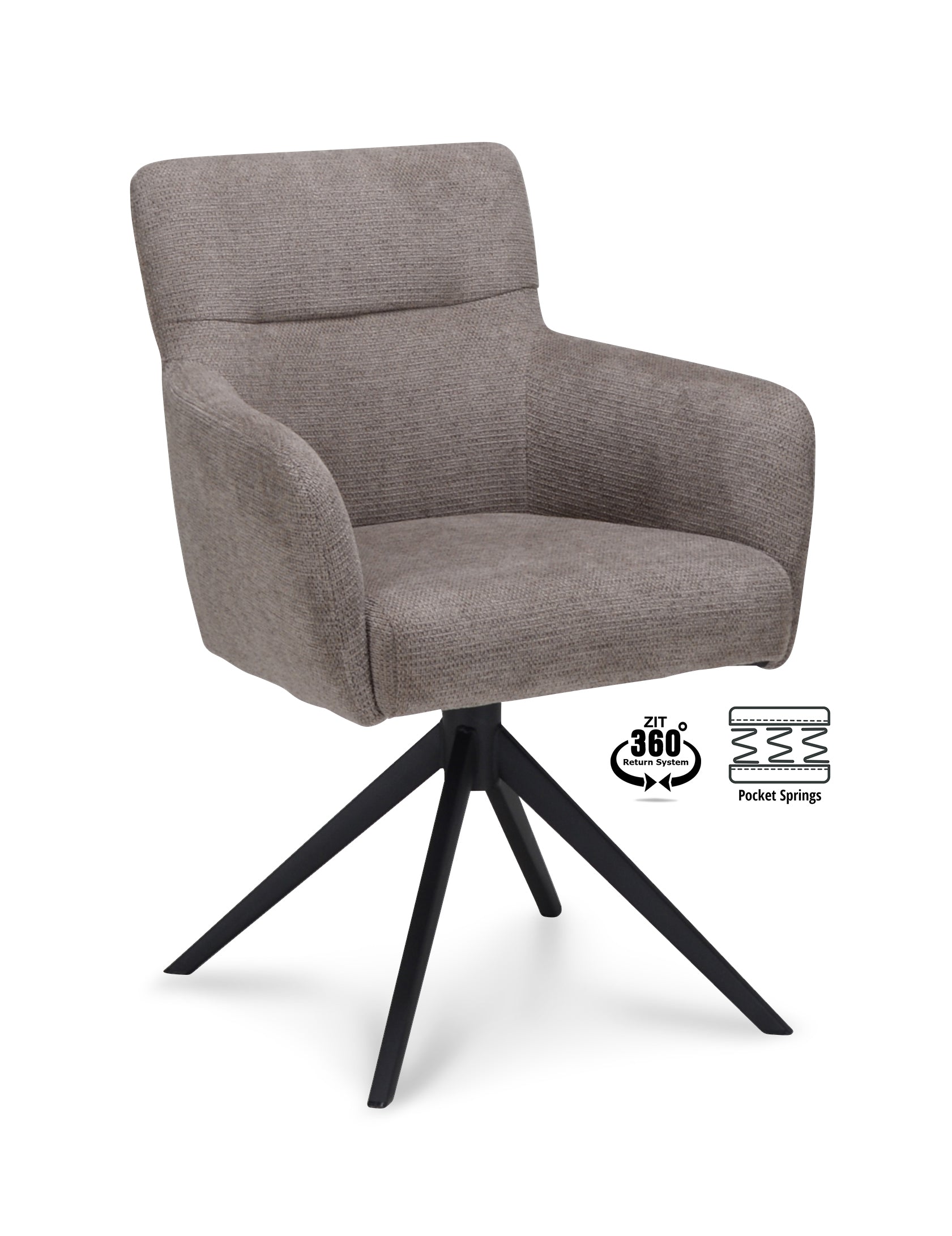 Armstoel Maeve Stof Mito Liver Leg Black 360° Return-system