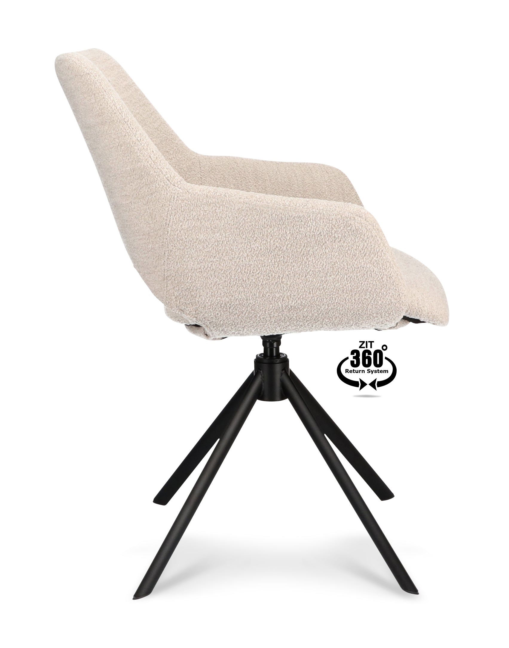 Armstoel Ahsoka Stof Alpine Natural Leg Black 360° Return-system
