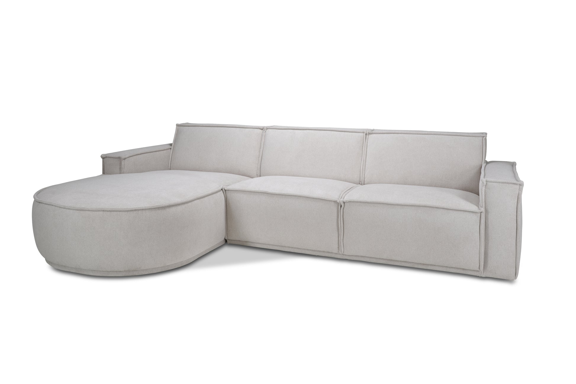 Bank Alba Hoekcombinatie 2.5-zits - Longchair Rond Voorstaand Links Stof Mito Natural