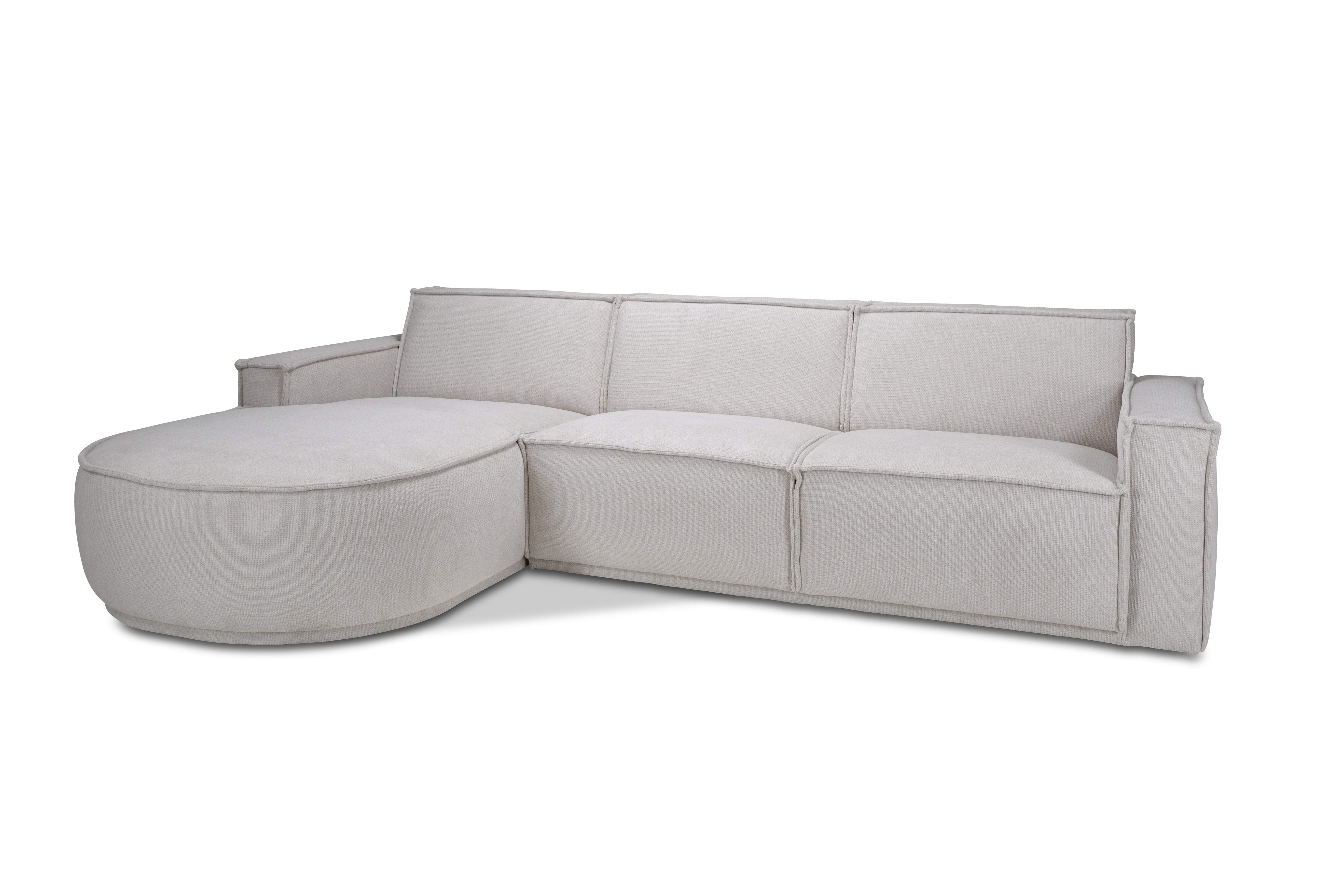 Bank Alba Hoekcombinatie 2.5-zits - Longchair Rond Voorstaand Links Stof Mito Natural