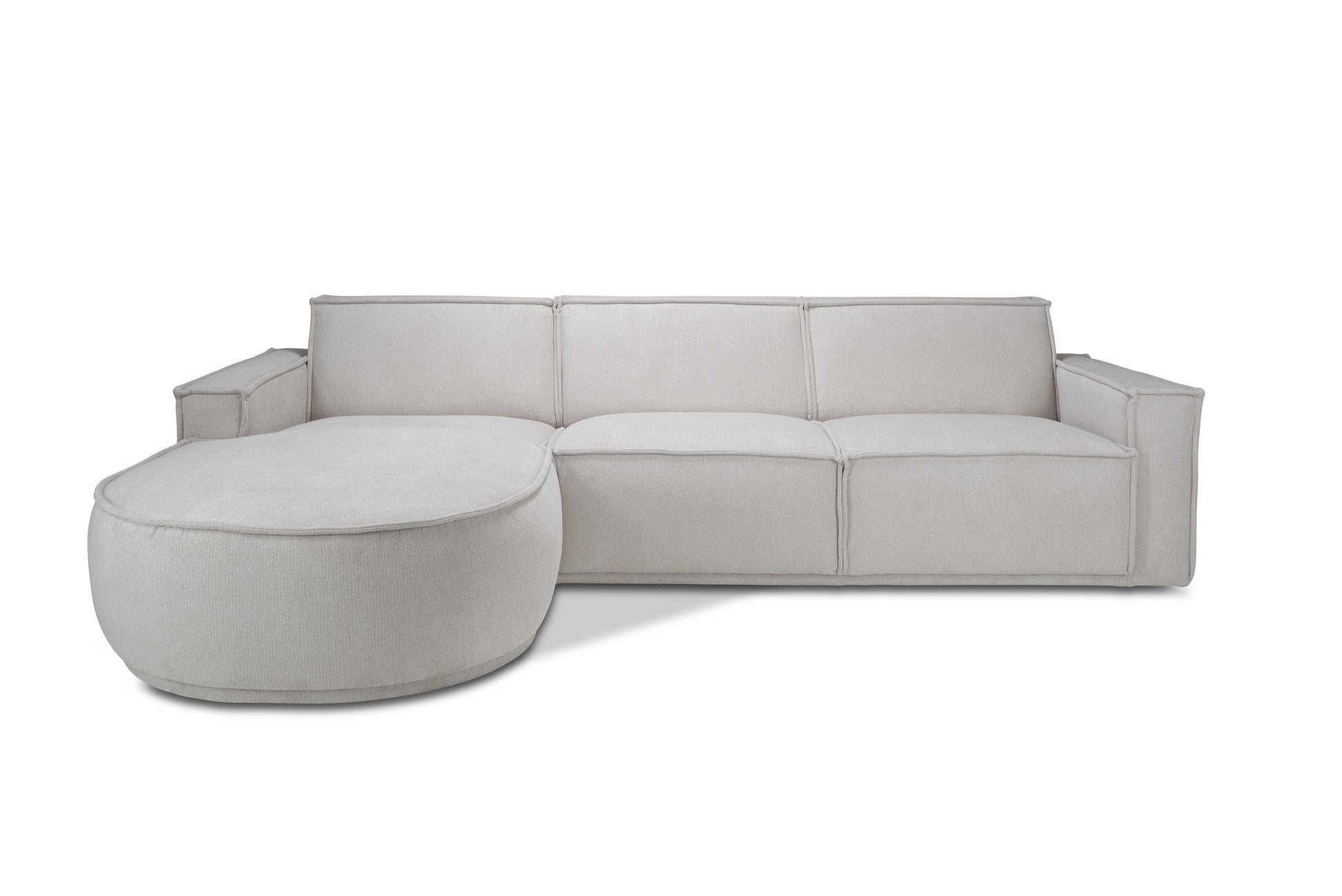 Bank Alba Hoekcombinatie 2.5-zits - Longchair Rond Voorstaand Links Stof Mito Natural