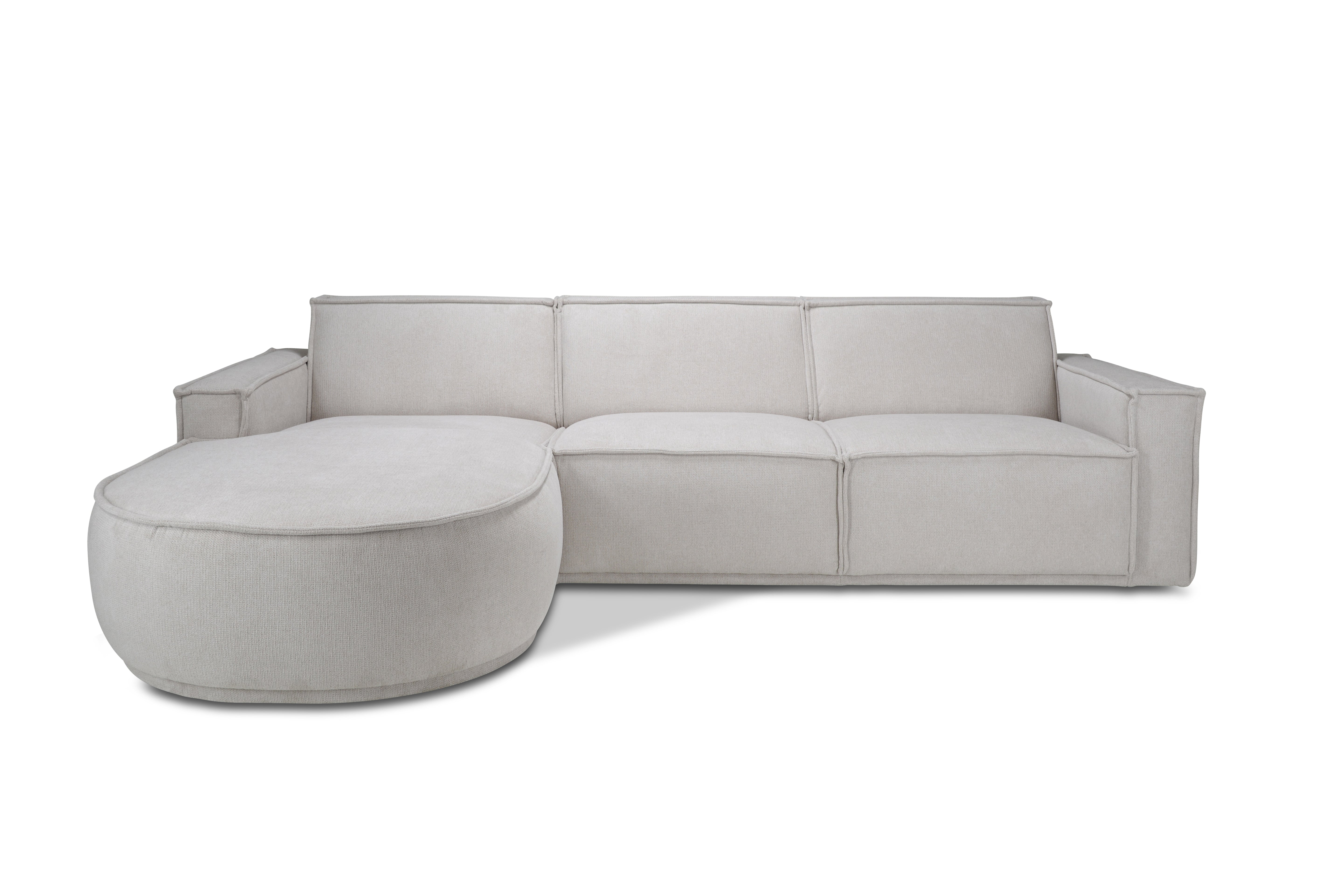 Bank Alba Hoekcombinatie 2.5-zits - Longchair Rond Voorstaand Links Stof Mito Natural