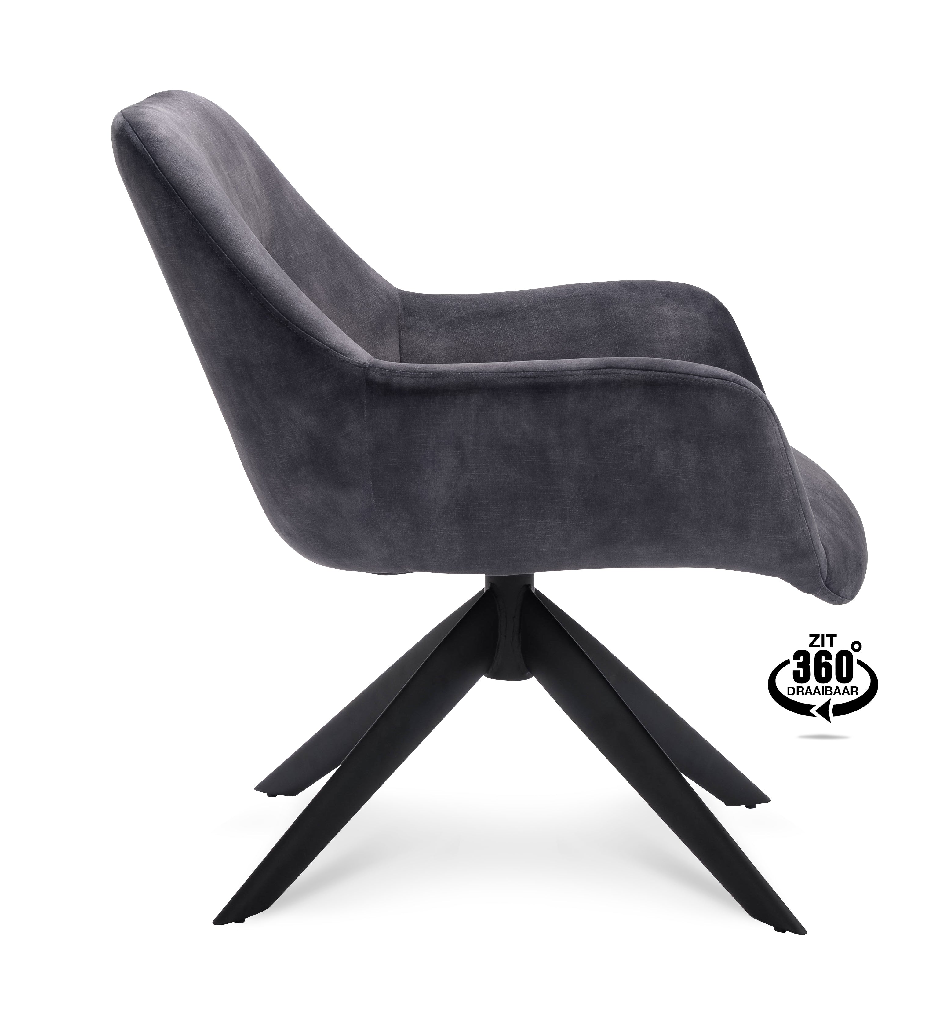 Fauteuil Hilton (draaibaar) Stof Adore Anthracite Leg Black