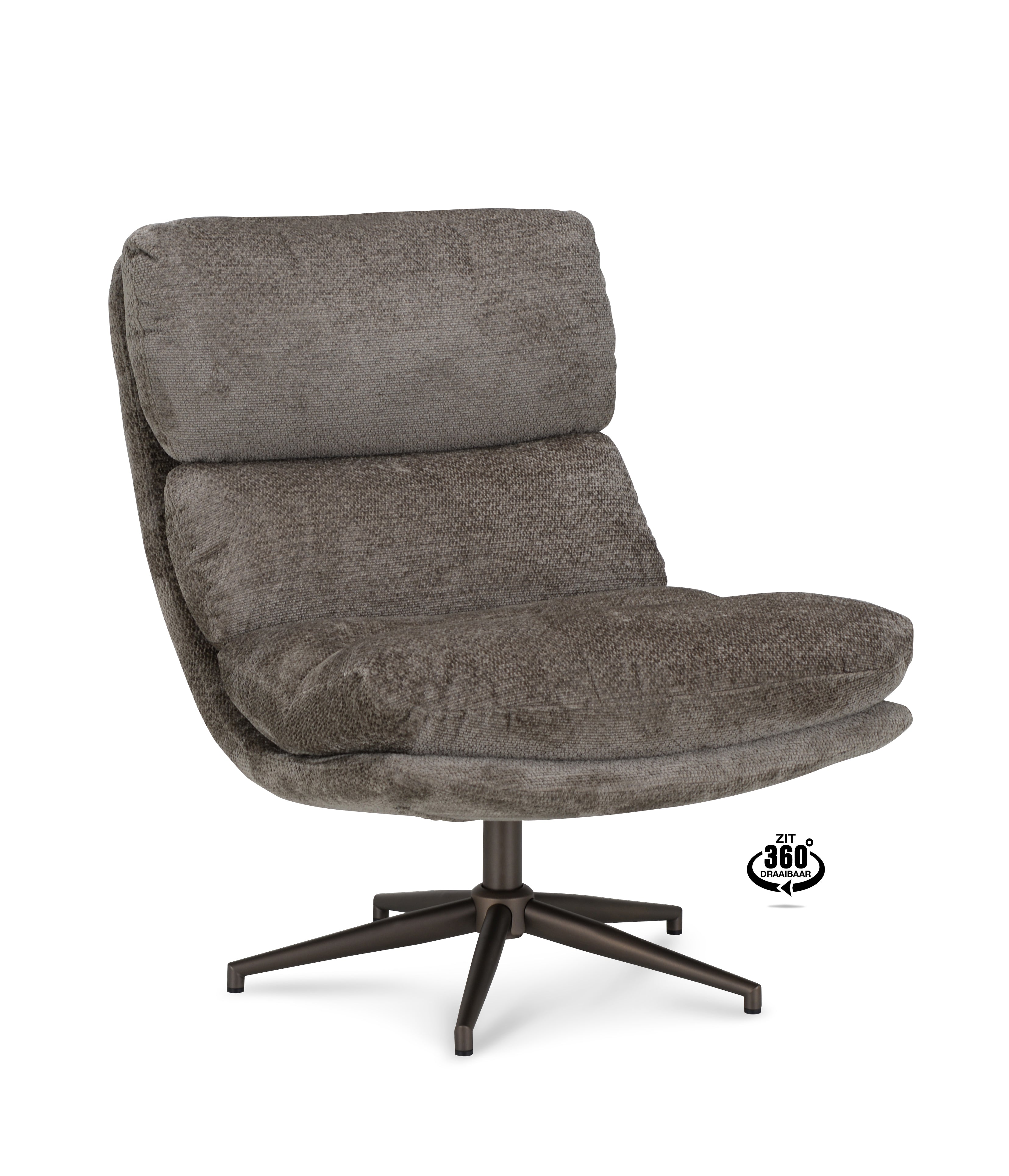 Fauteuil Lodge Stof Movie Taupe Leg Bronze 360°