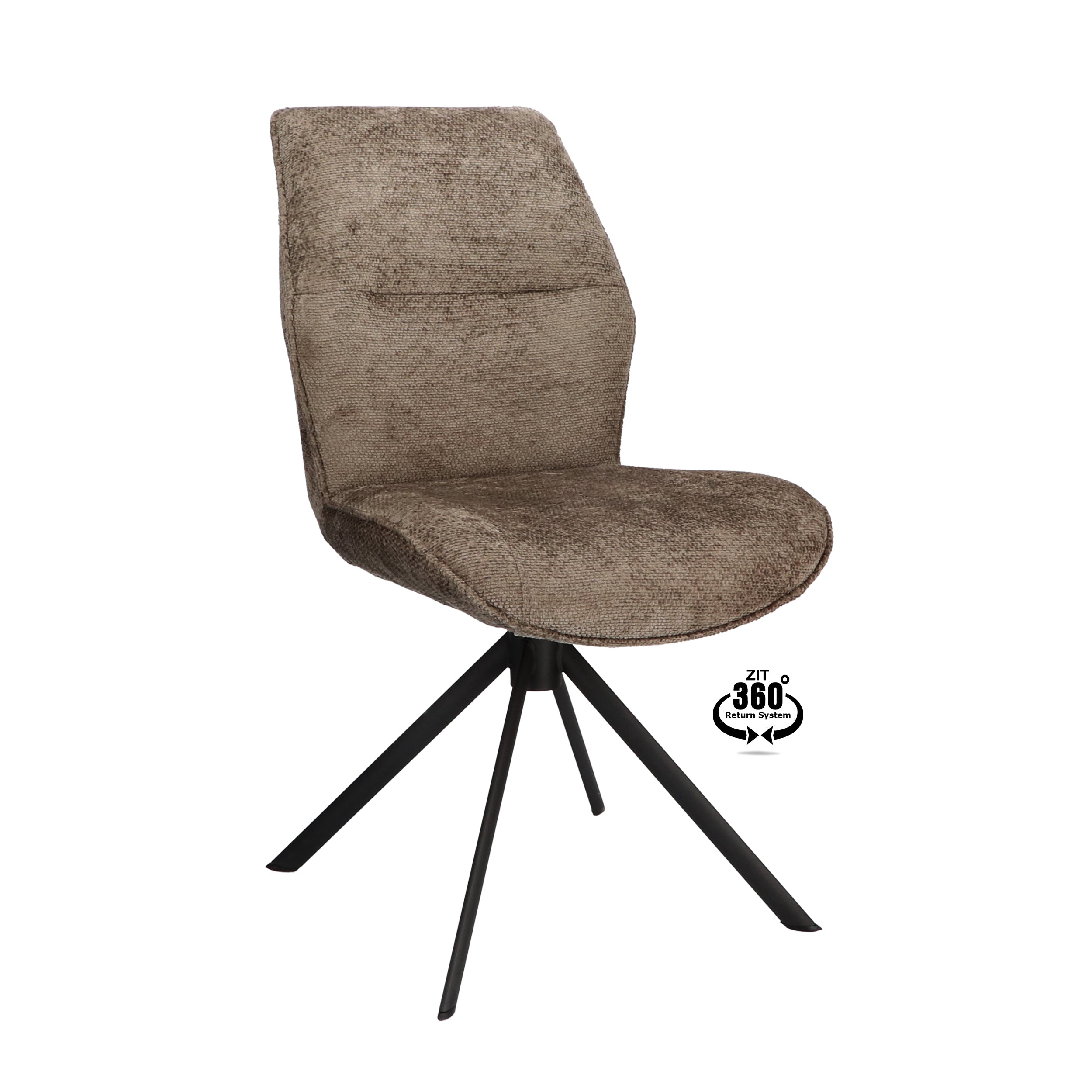 Eetkamerstoel Onyx Stof Movie Taupe Leg Black 360° Return-system