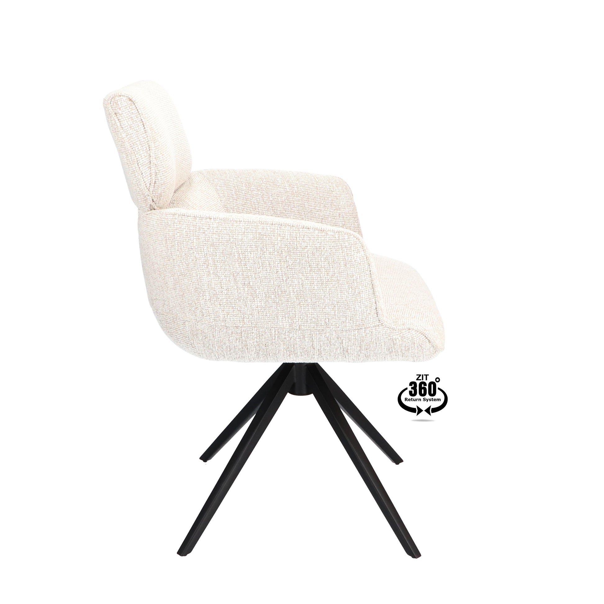 Armstoel Bottega Stof Lodge Linen Leg Black 360° Return-system