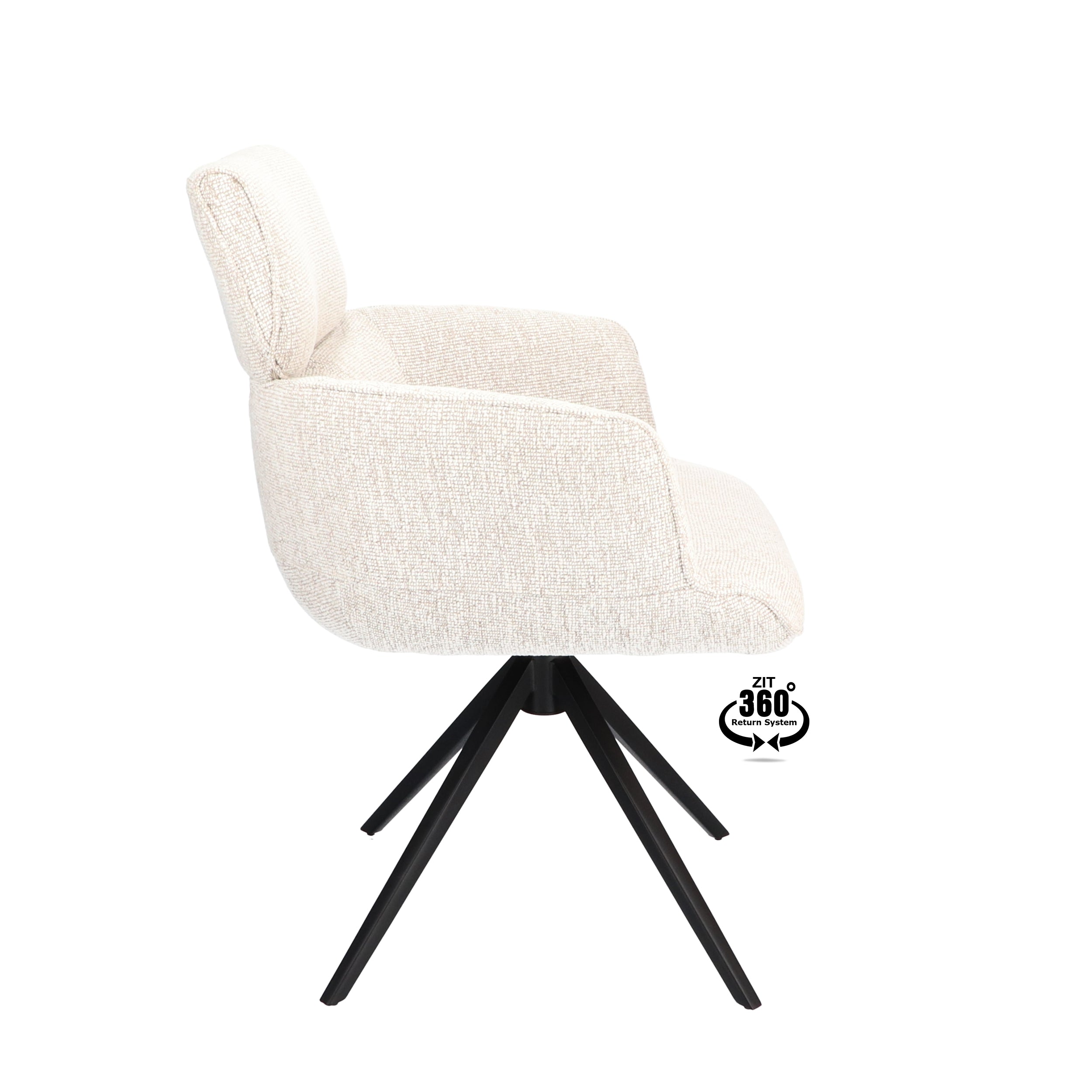 Armstoel Bottega Stof Lodge Linen Leg Black 360° Return-system