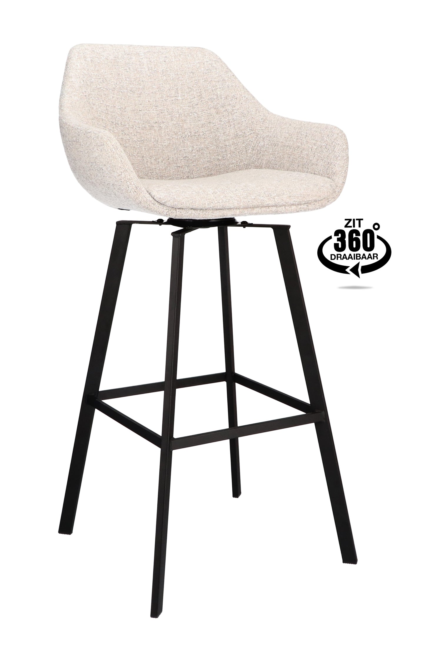 Barkruk met armleuning Royal - ZH 80 Stof Oasis Shell Leg Black