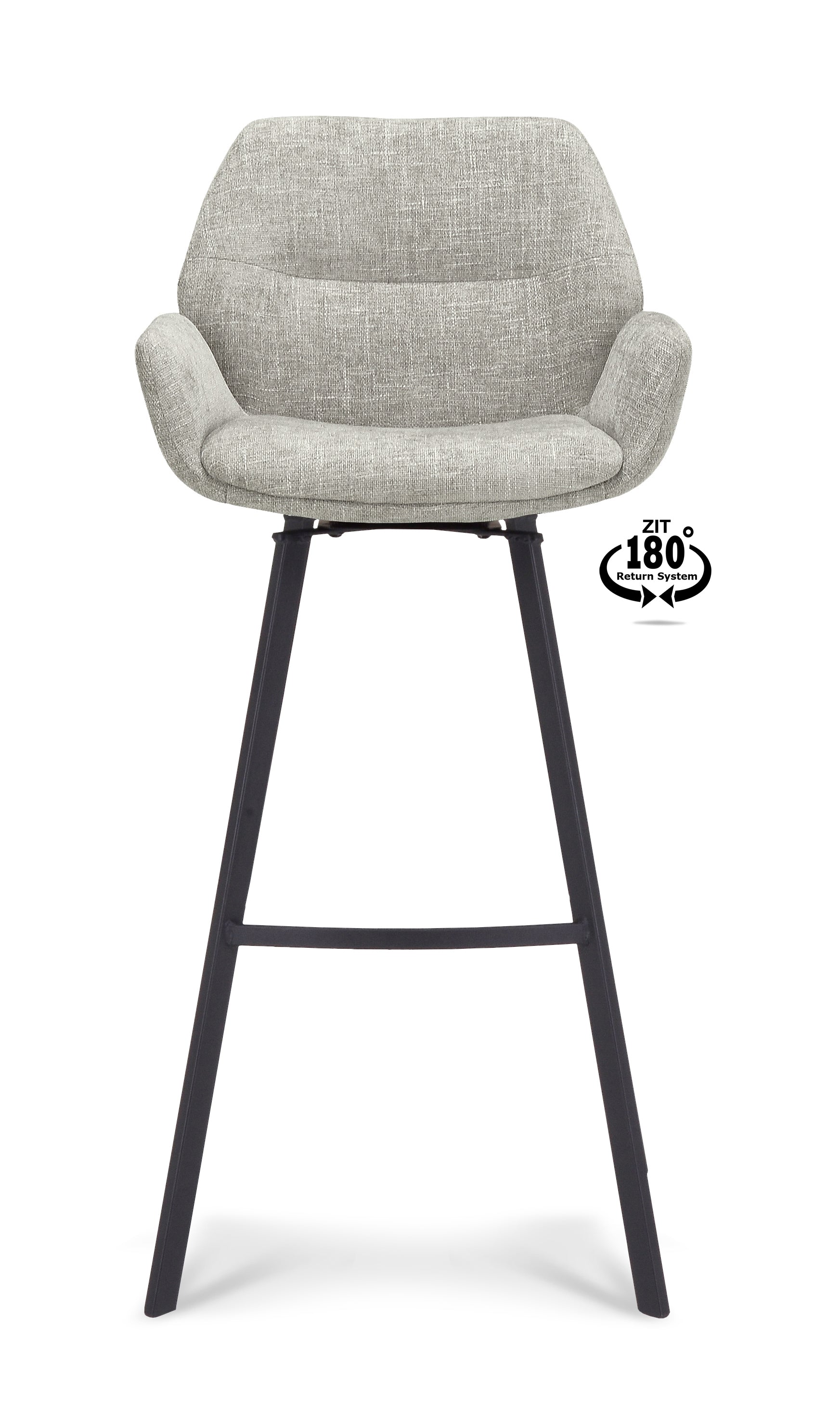 Barkruk met armleuning Luton - ZH 80 Stof Miami Taupe Poot Black 180° Return-system