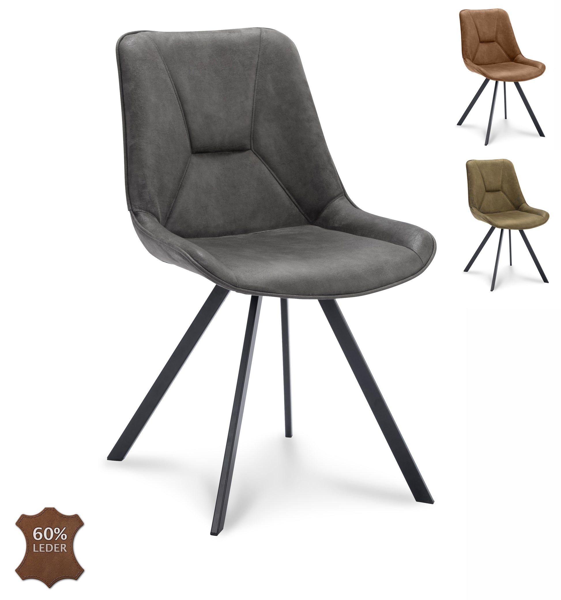 Eetkamerstoel Blake Microleder Bull Camel Leg Black