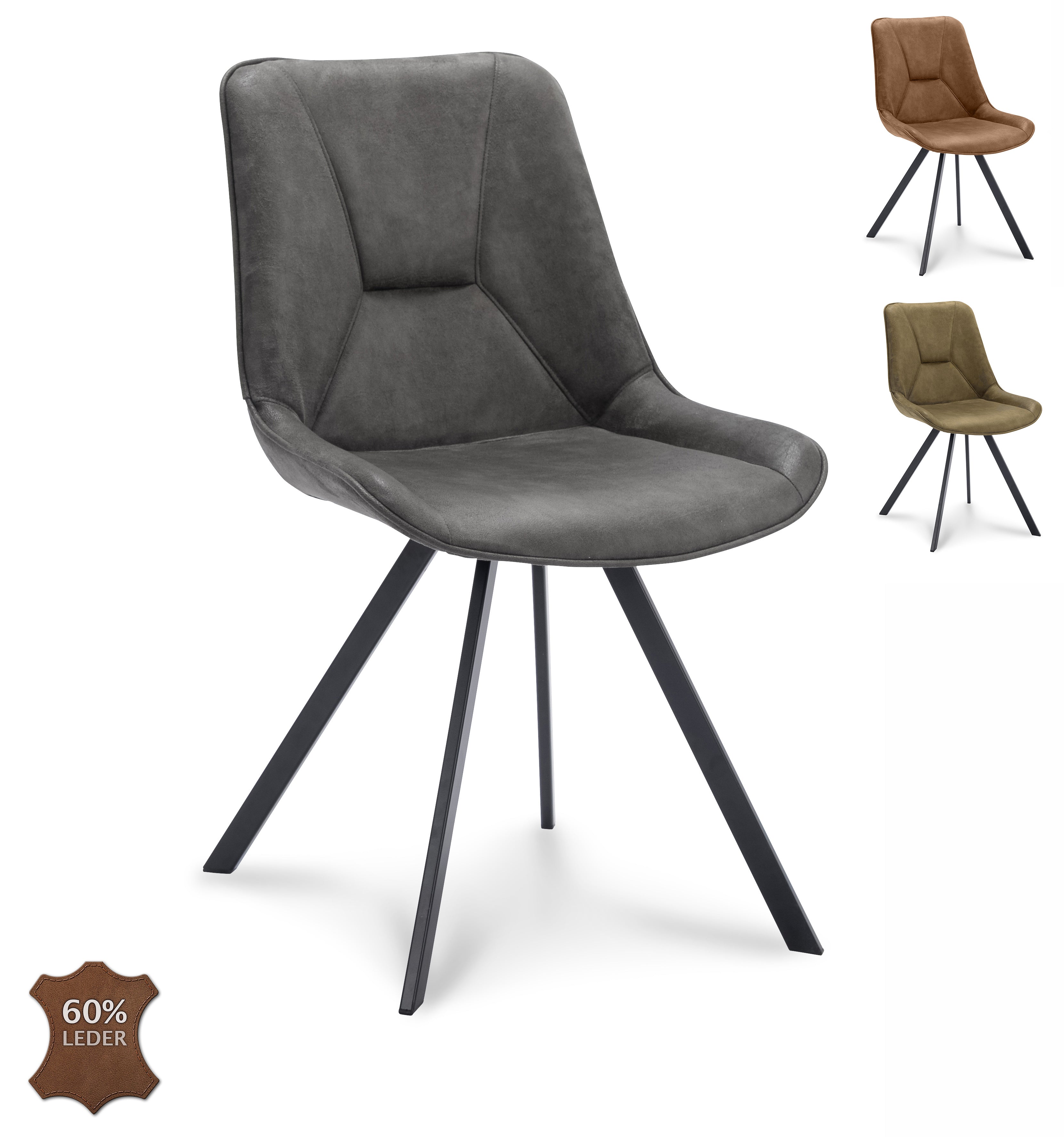 Eetkamerstoel Blake Microleder Bull Camel Leg Black