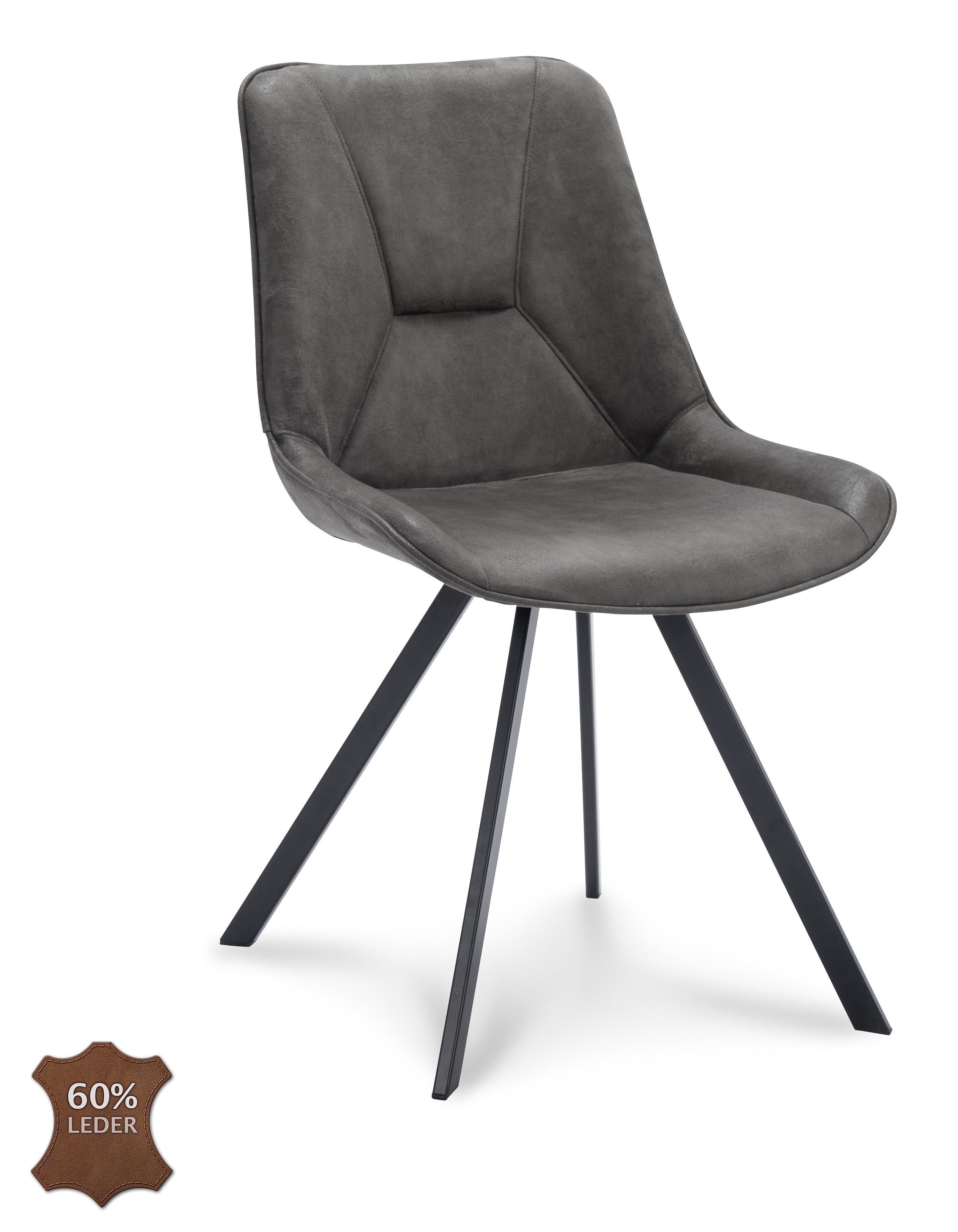Eetkamerstoel Blake Microleder Bull Graphite Leg Black