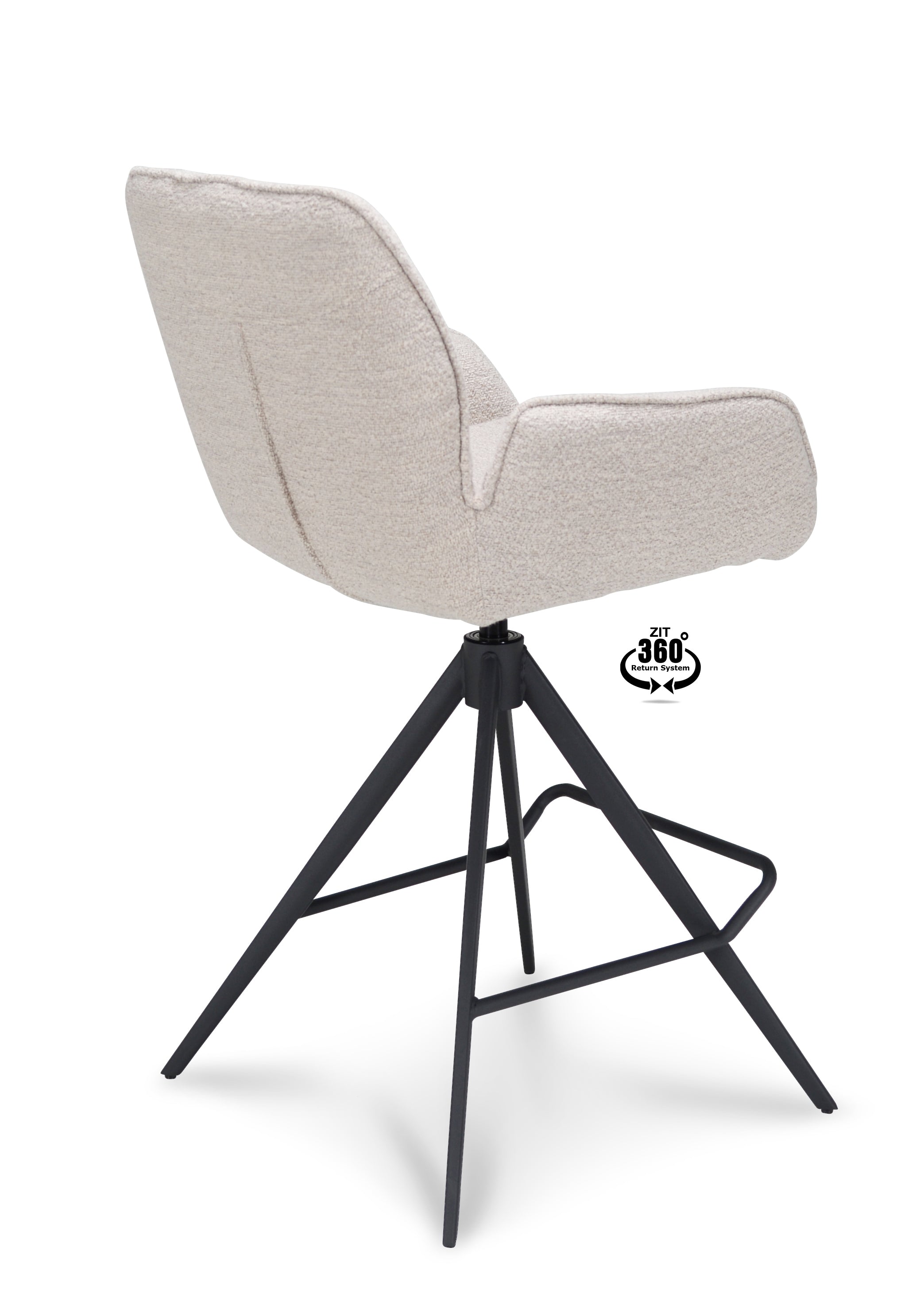 Barkruk met armleuning Bliss - ZH 65 Stof Alpine Bruin Leg Black 360° Return-system