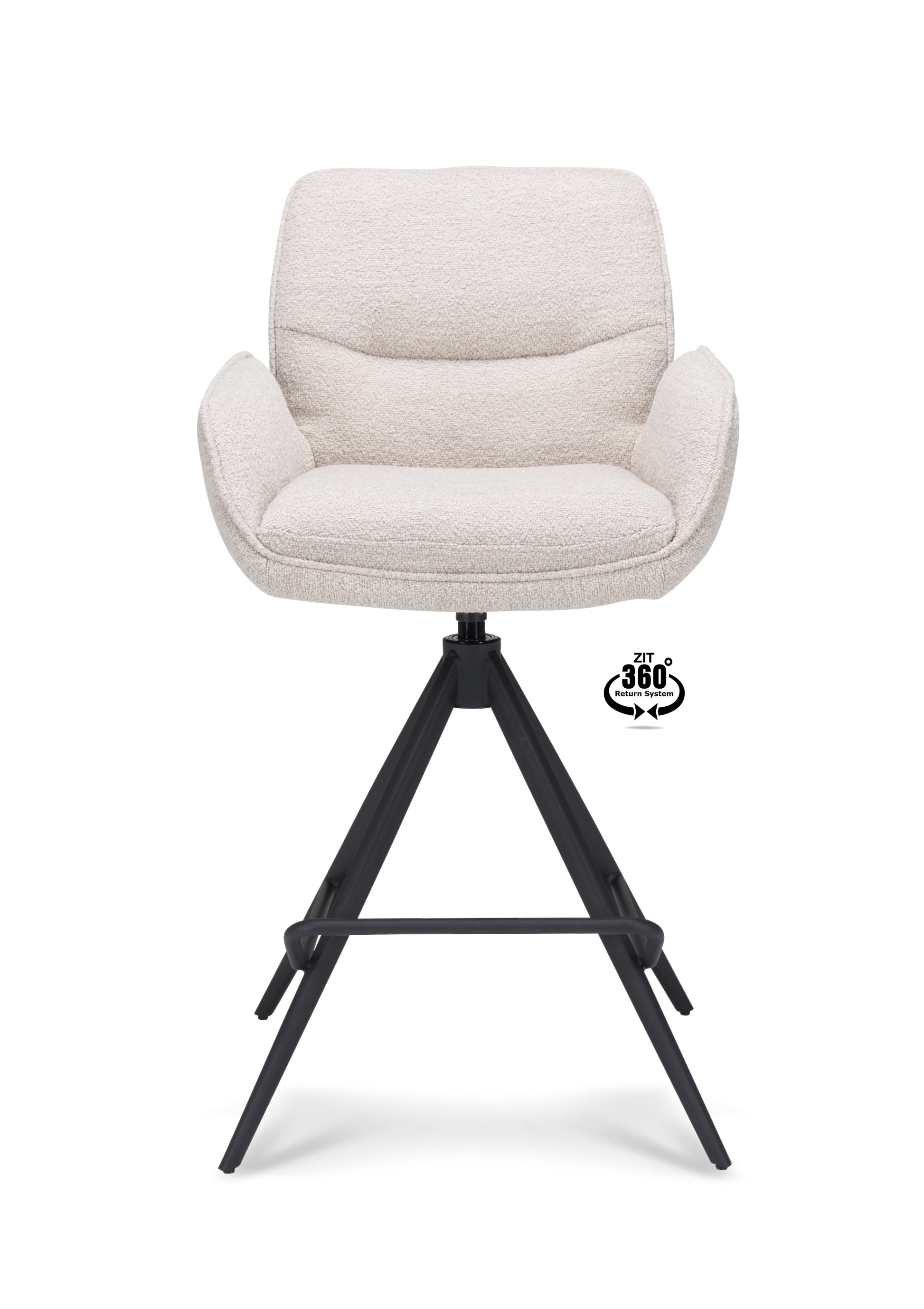 Barkruk met armleuning Bliss - ZH 65 Stof Alpine Bruin Leg Black 360° Return-system