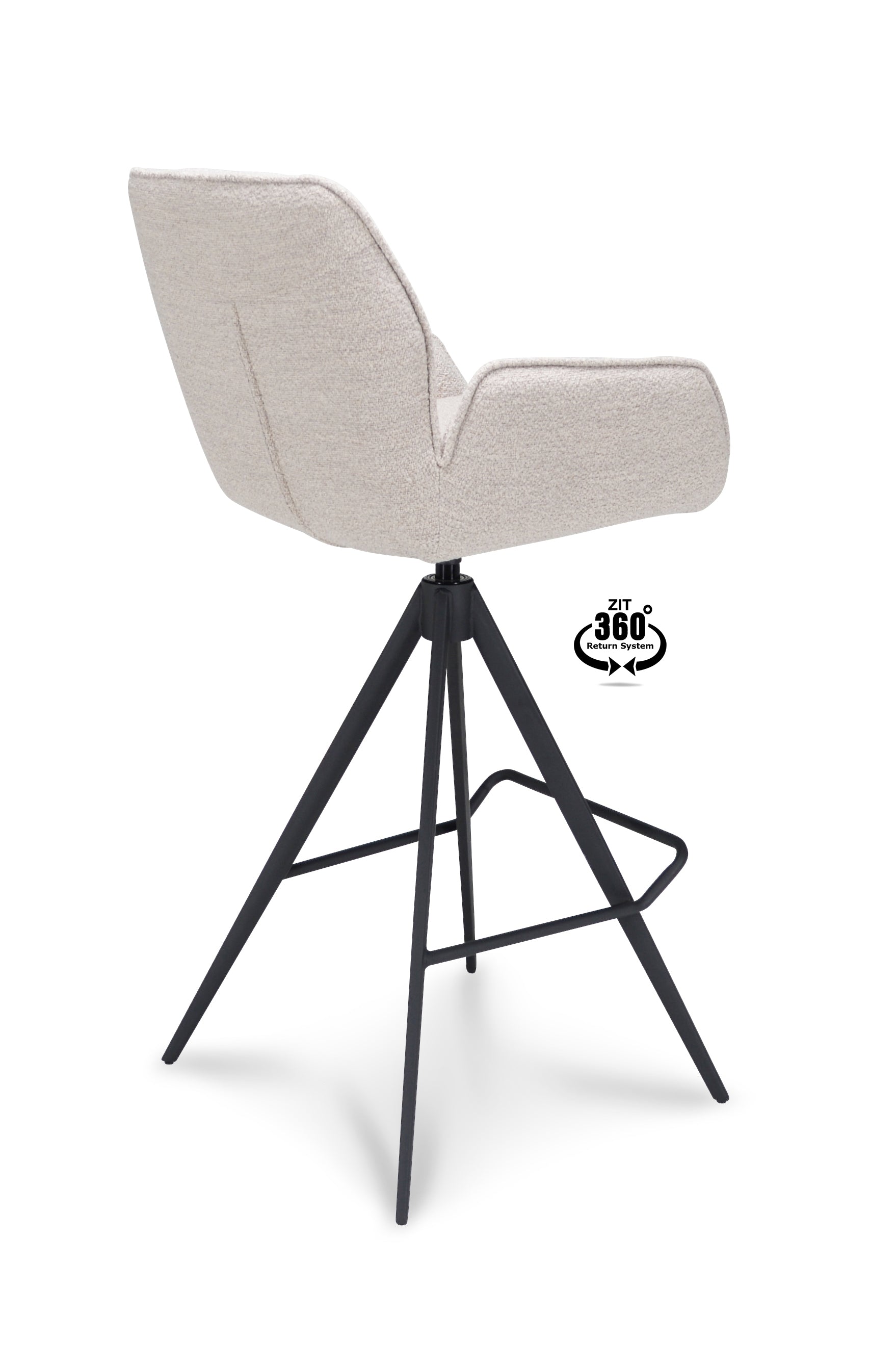 Barkruk met armleuning Bliss - ZH 80 Stof Alpine Bruin Leg Black 360° Return-system