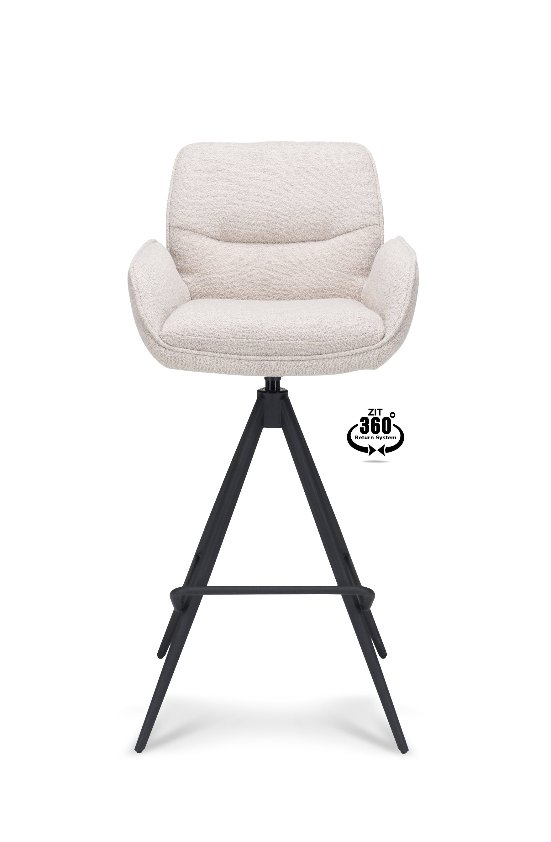 Barkruk met armleuning Bliss - ZH 80 Stof Alpine Bruin Leg Black 360° Return-system