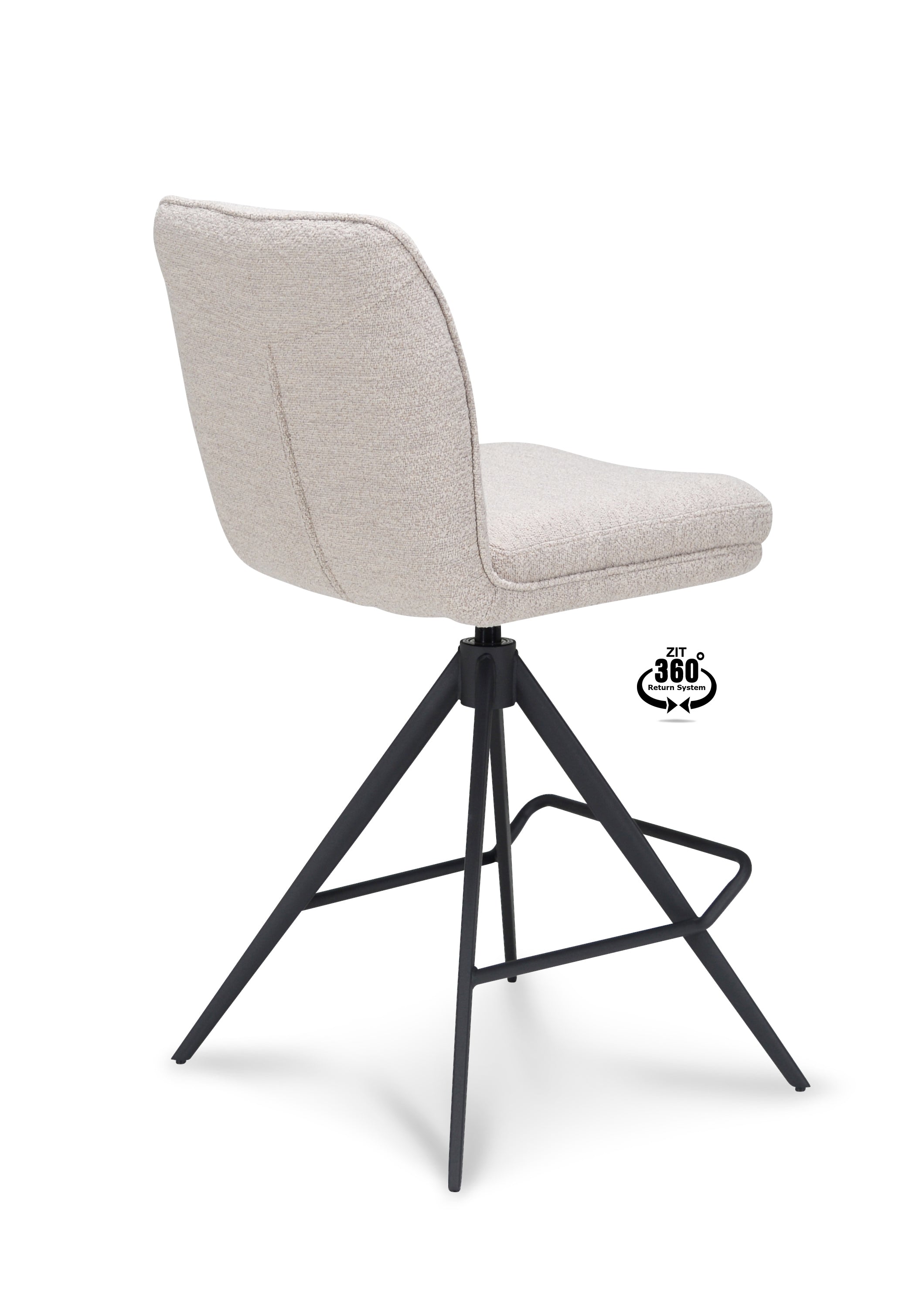 Barkruk Bliss - ZH 65 Stof Alpine Bruin Leg Black 360° Return-system