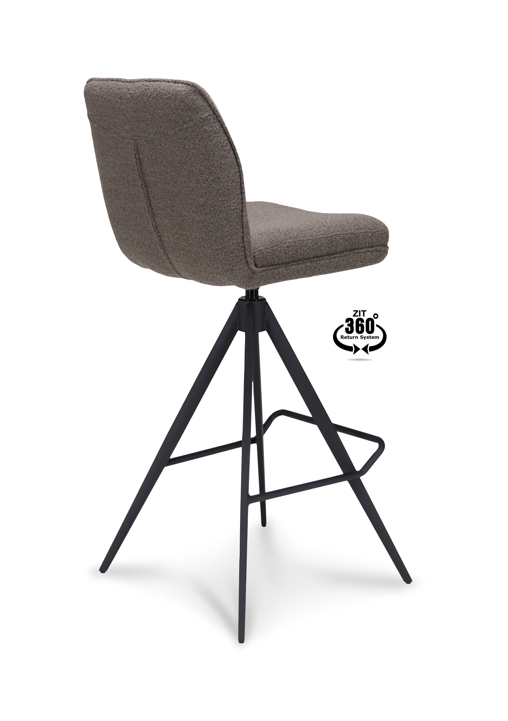 Barkruk Bliss - ZH 80 Stof Alpine Bruin Leg Black 360° Return-system