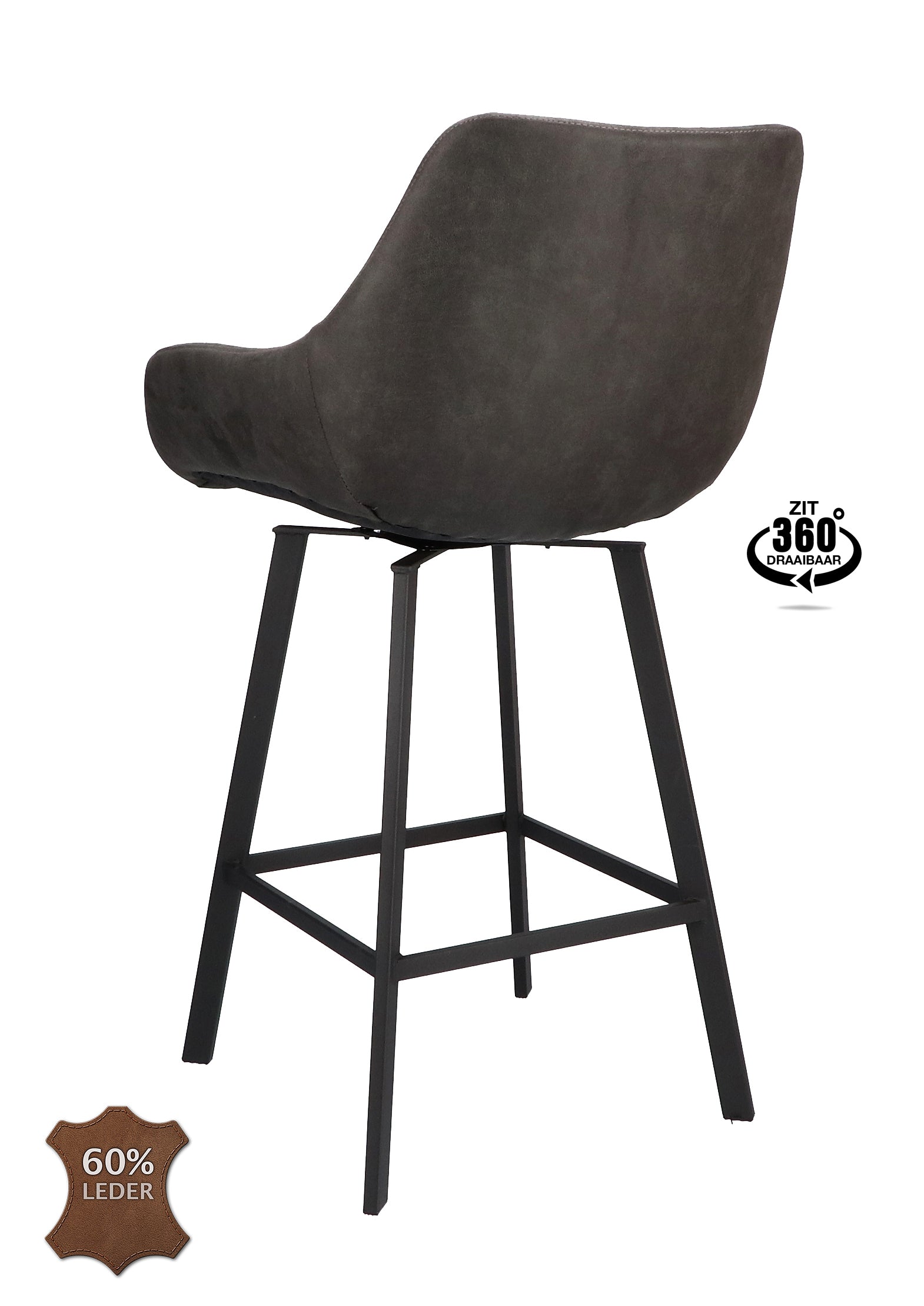 Barkruk met armleuning Boost - ZH 65 Microleder Bull Camel Leg Black