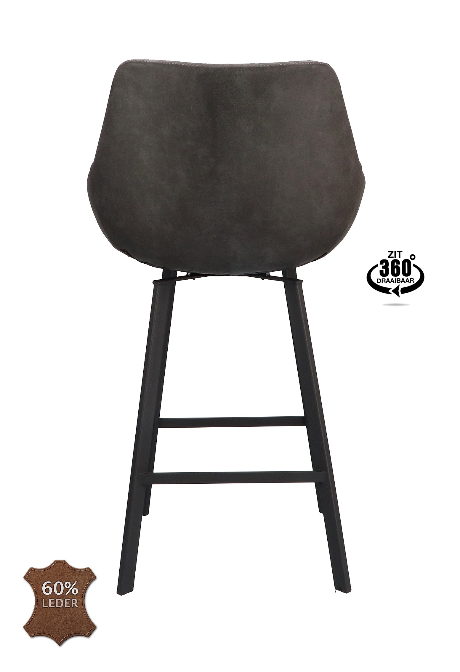 Barkruk met armleuning Boost - ZH 65 Microleder Bull Camel Leg Black