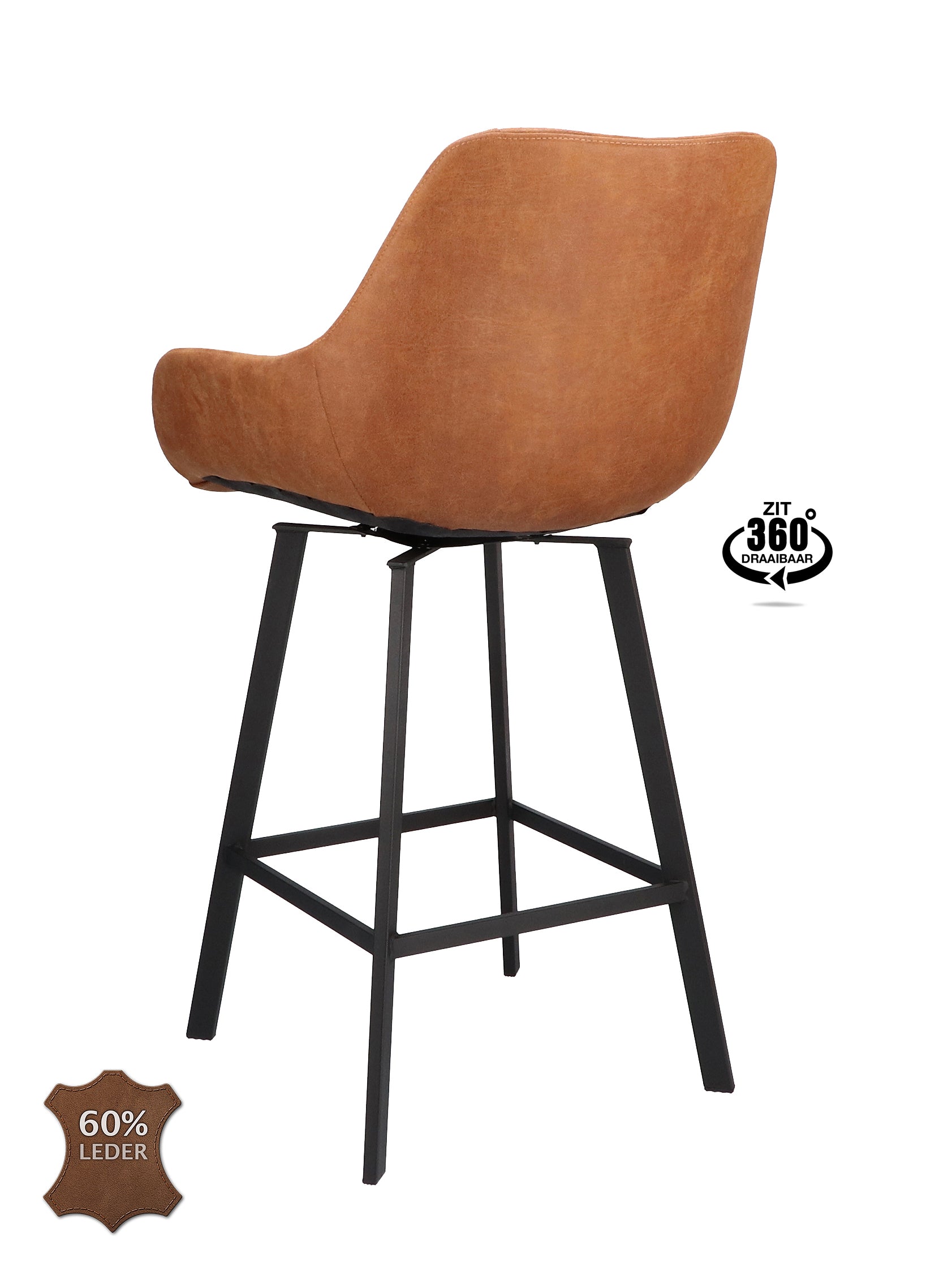 Barkruk met armleuning Boost - ZH 65 Microleder Bull Camel Leg Black