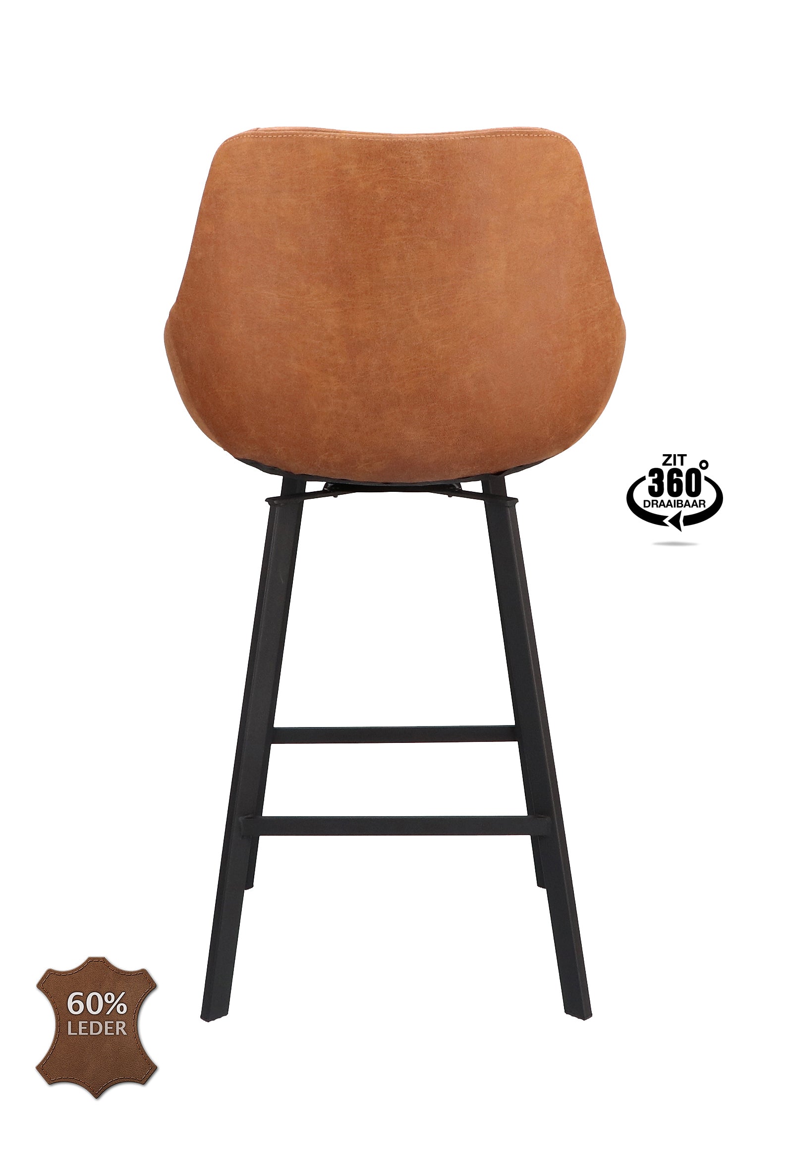 Barkruk met armleuning Boost - ZH 65 Microleder Bull Camel Leg Black