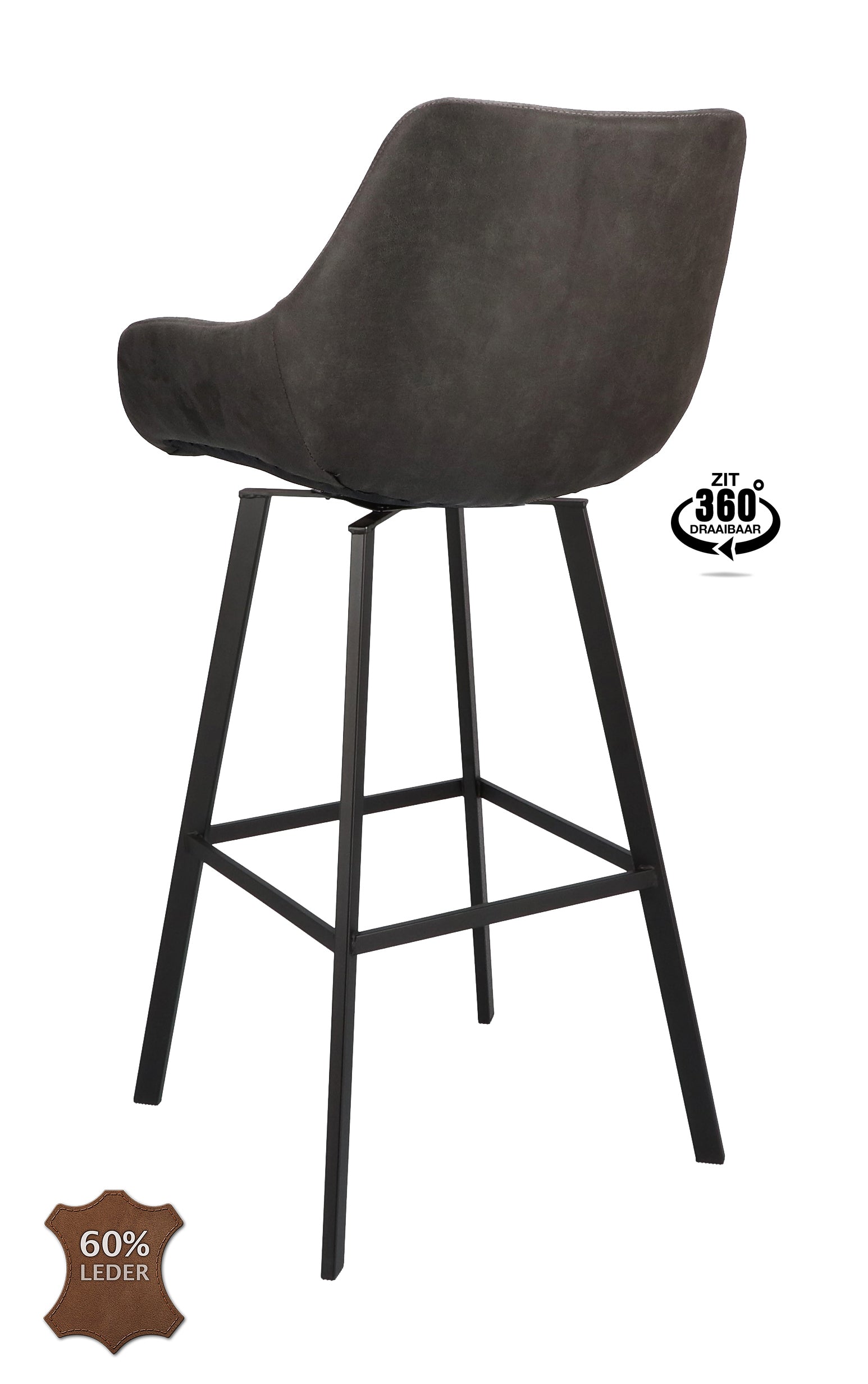 Barkruk met armleuning Boost - ZH 80 Microleder Bull Camel Leg Black