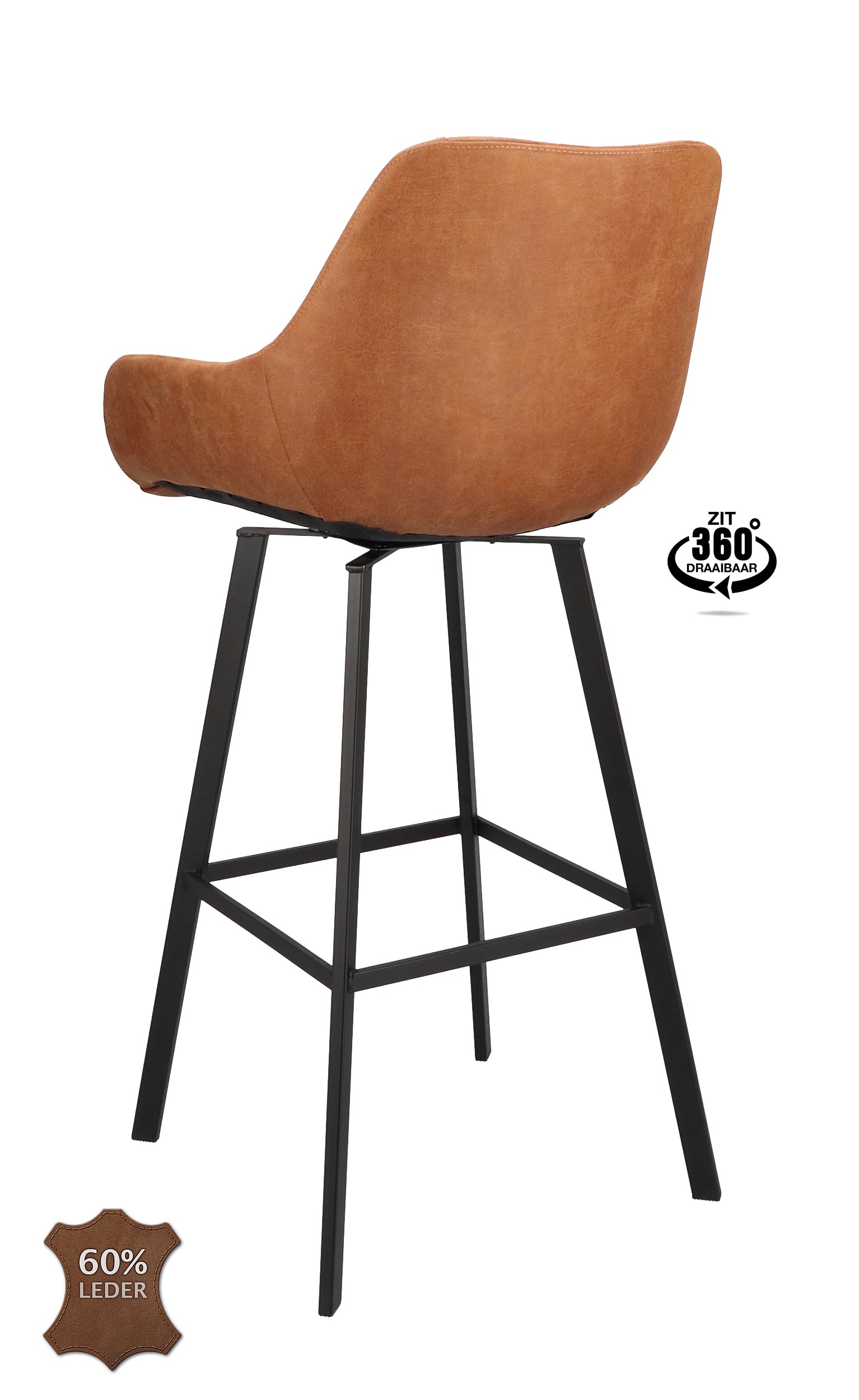 Barkruk met armleuning Boost - ZH 80 Microleder Bull Camel Leg Black
