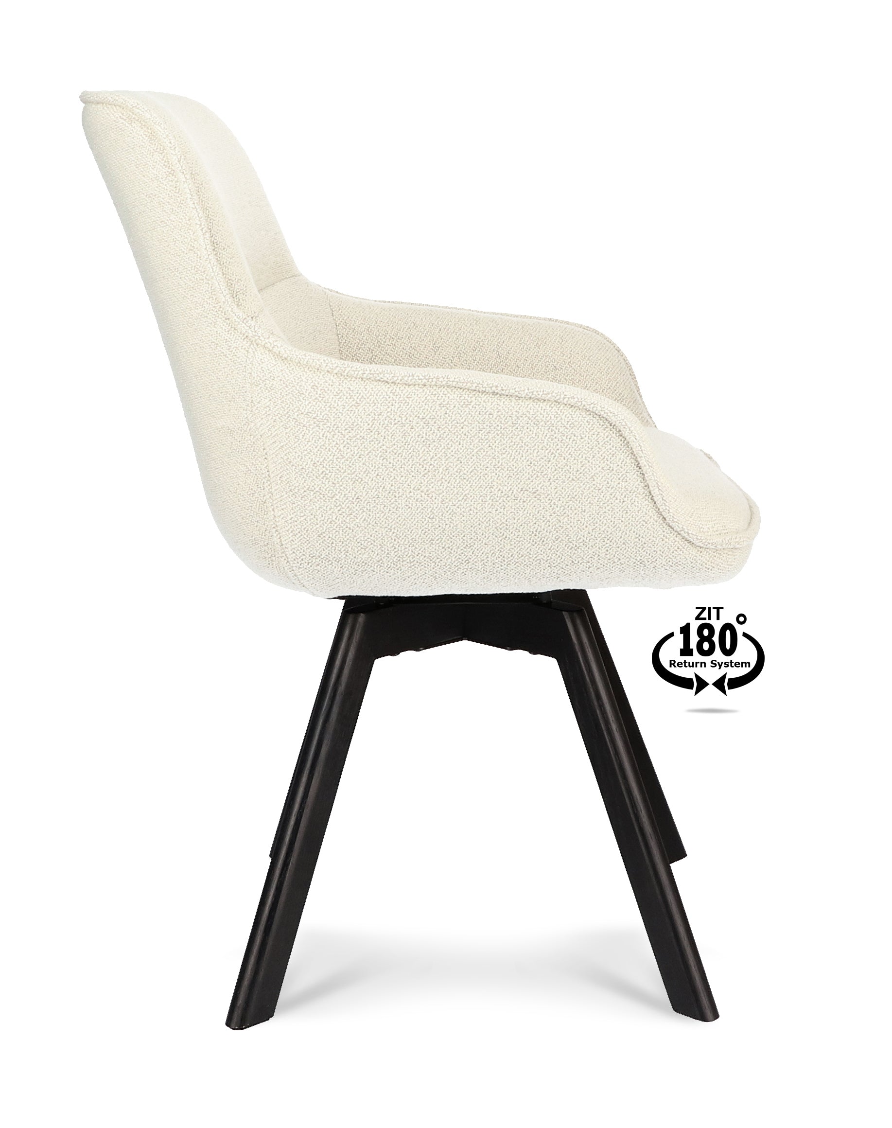 Armstoel Botanic Stof Mose Natural Leg Black Oak 180° Return-system