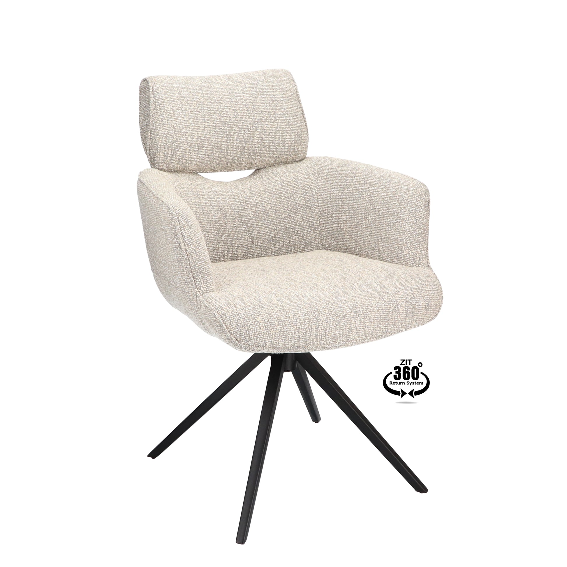 Armstoel Bottega Stof Lodge Linen Leg Black 360° Return-system
