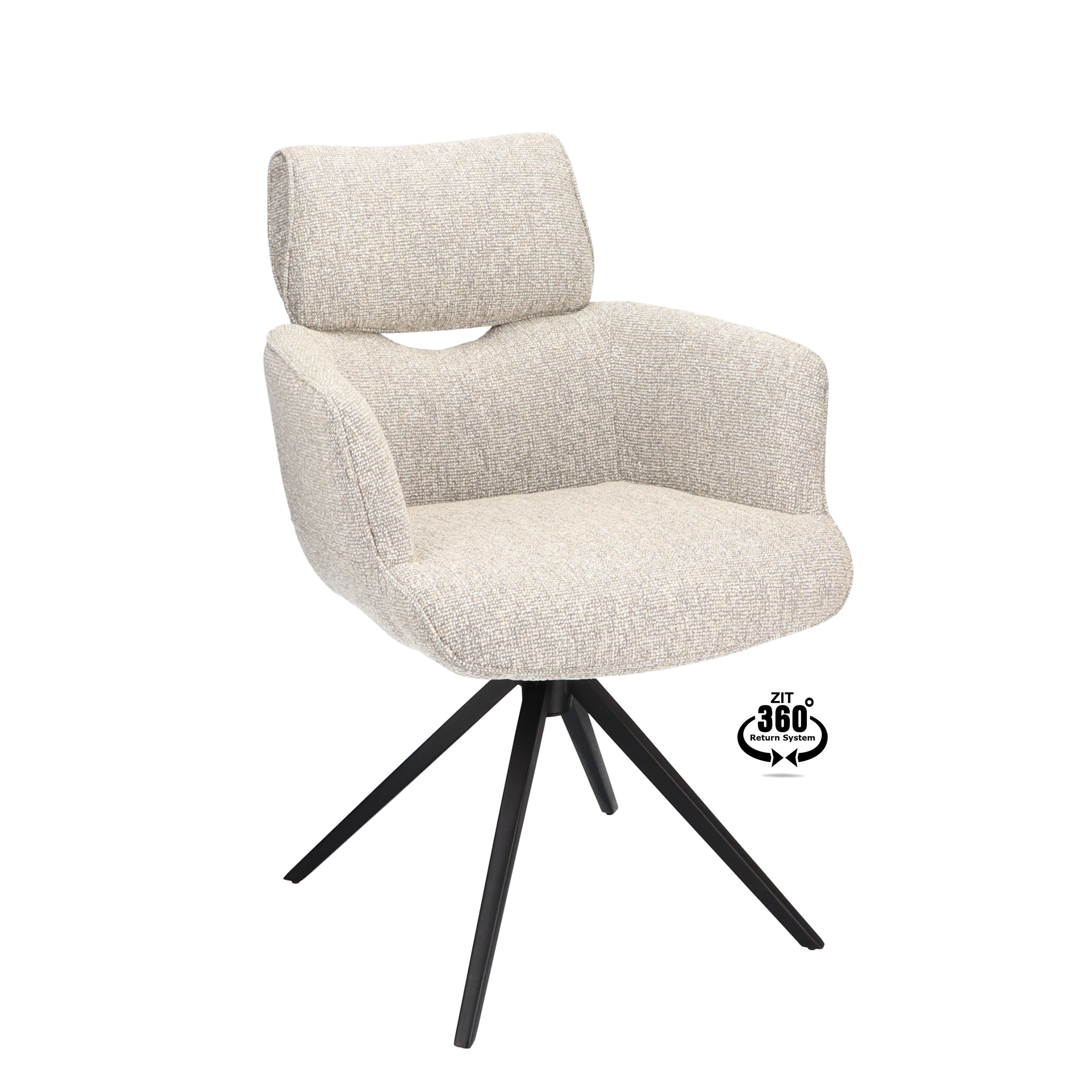 Armstoel Bottega Stof Lodge Linen Leg Black 360° Return-system