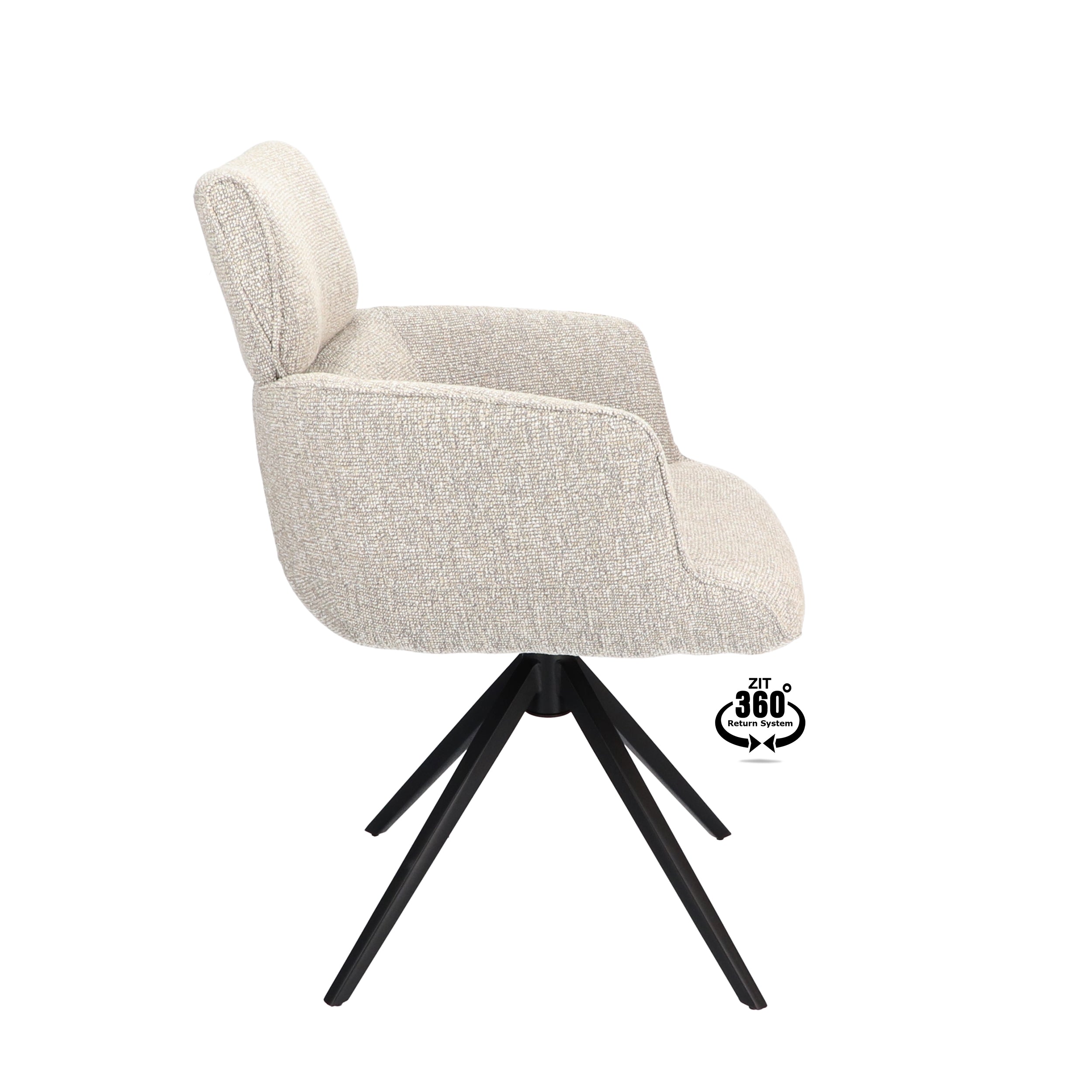 Armstoel Bottega Stof Lodge Linen Leg Black 360° Return-system