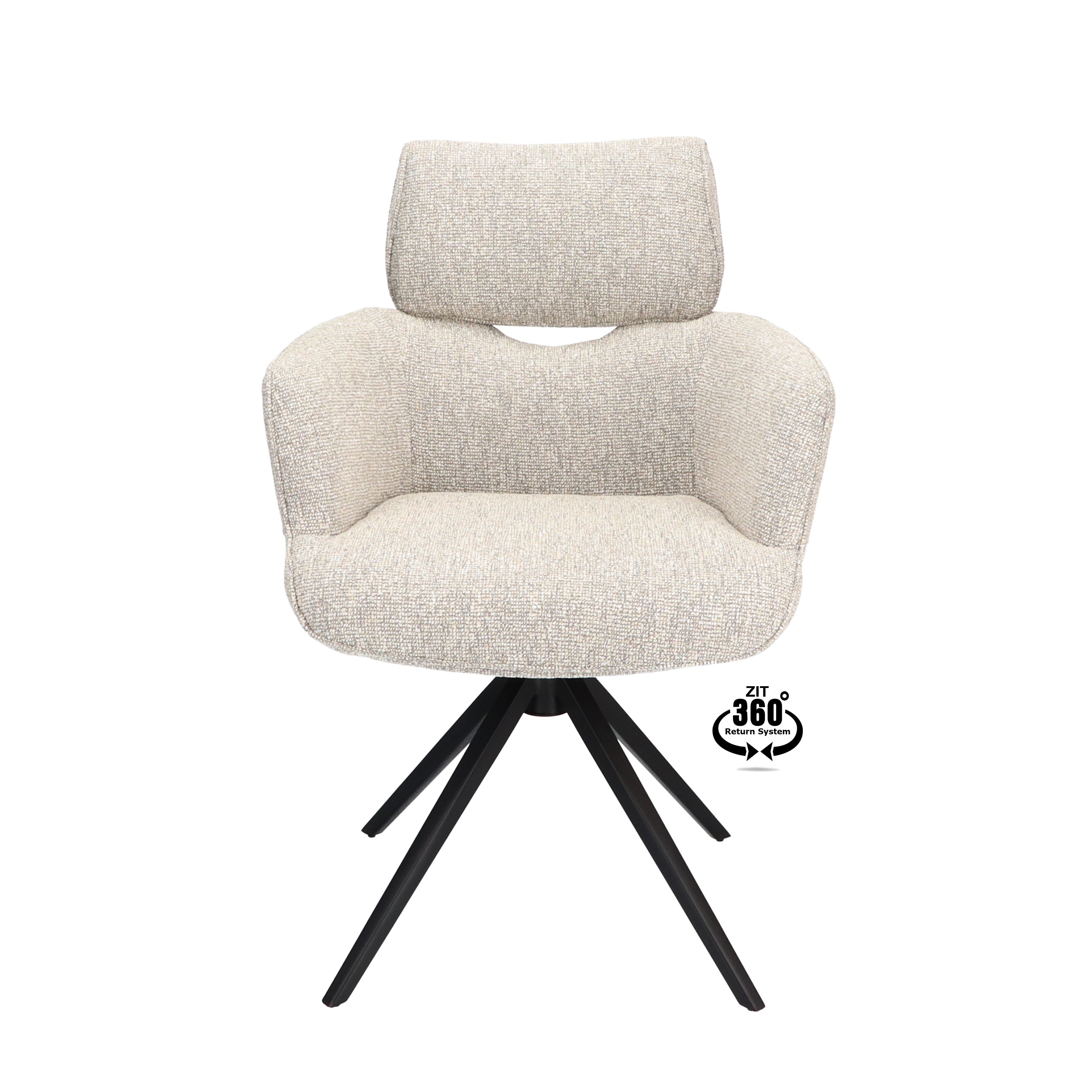 Armstoel Bottega Stof Lodge Linen Leg Black 360° Return-system