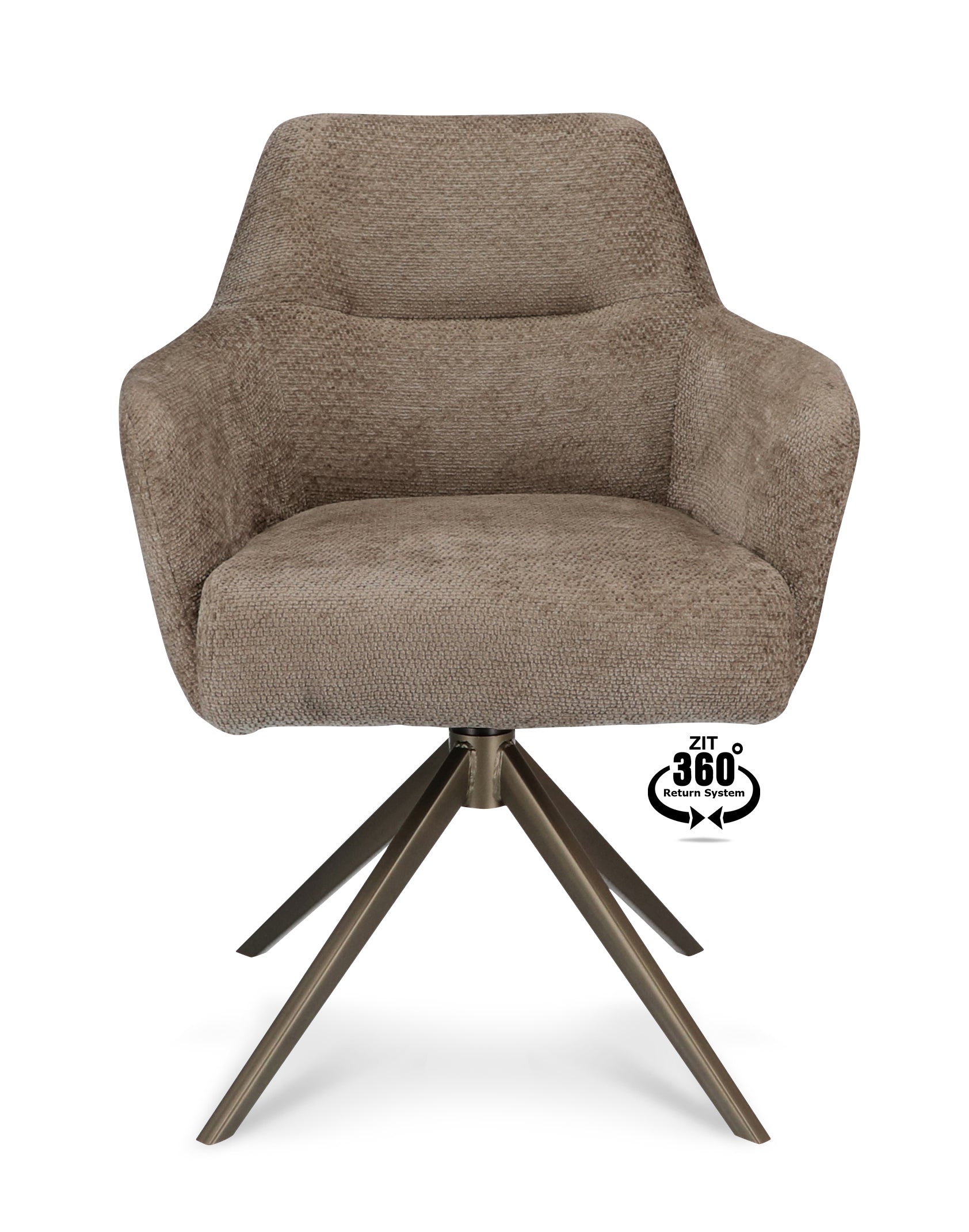 Armstoel Bowie 360 Stof Movie Taupe Leg Bronze 360° Return-system