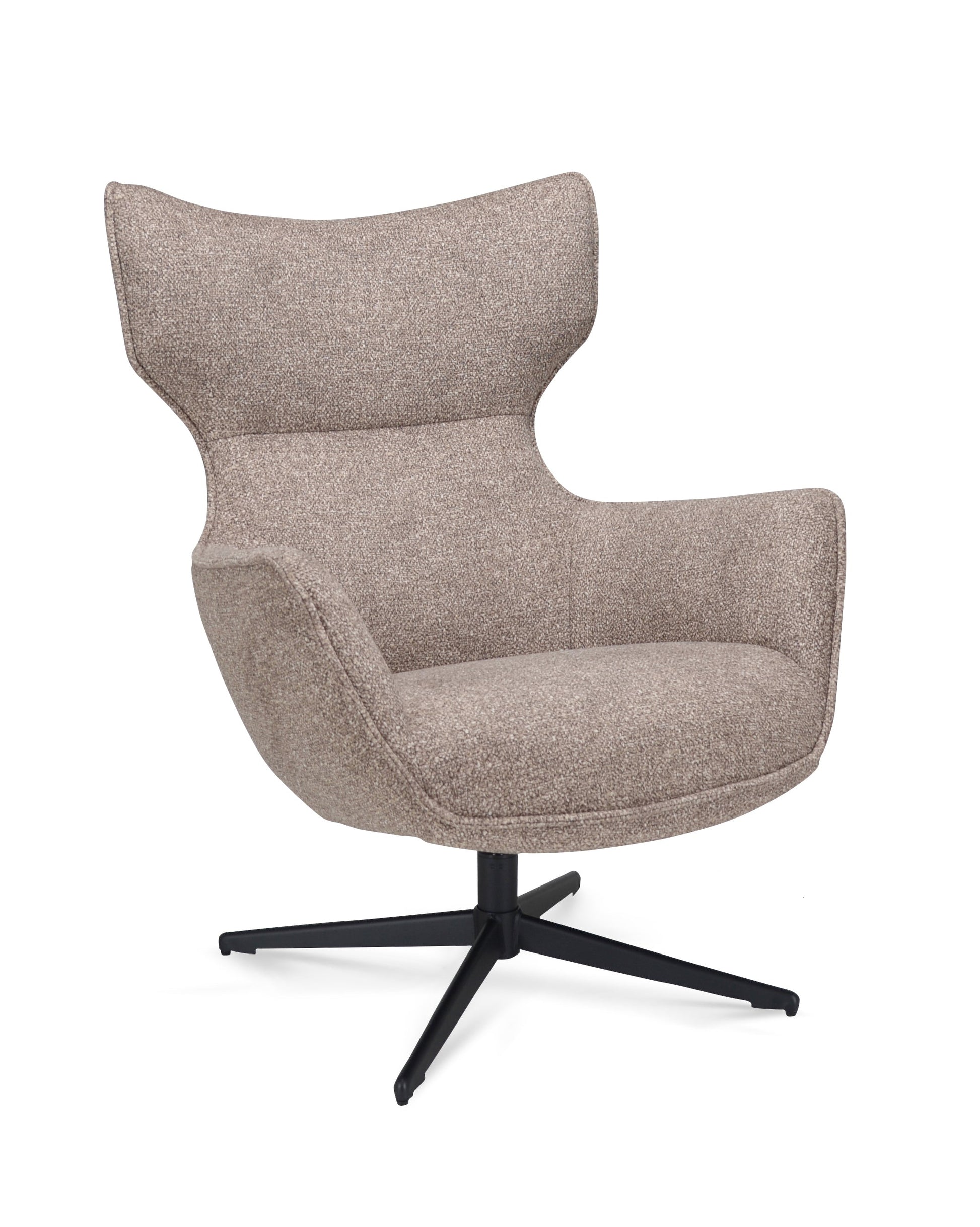 Fauteuil Brantford Stof Leo 32 Mocca Poot Zwart 360° Draaibaar