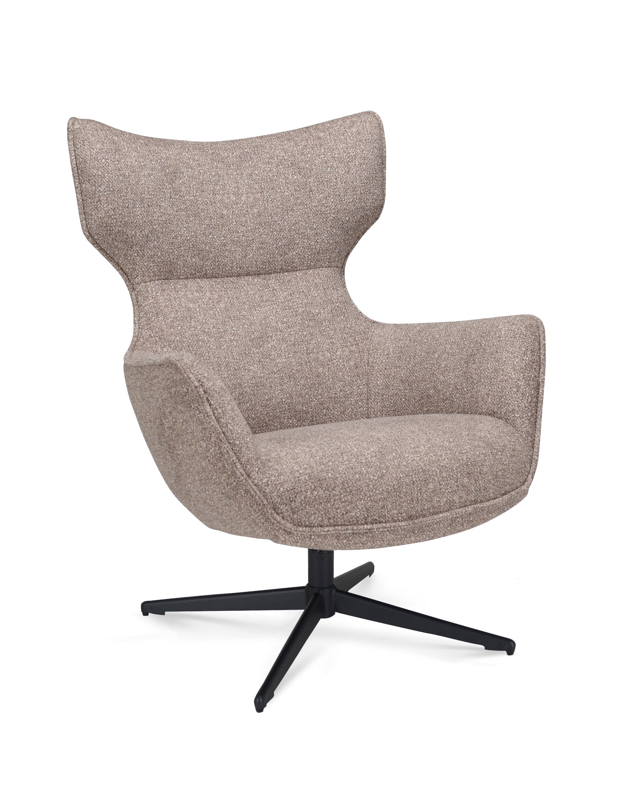 Fauteuil Brantford Stof Leo 32 Mocca Poot Zwart 360° Draaibaar