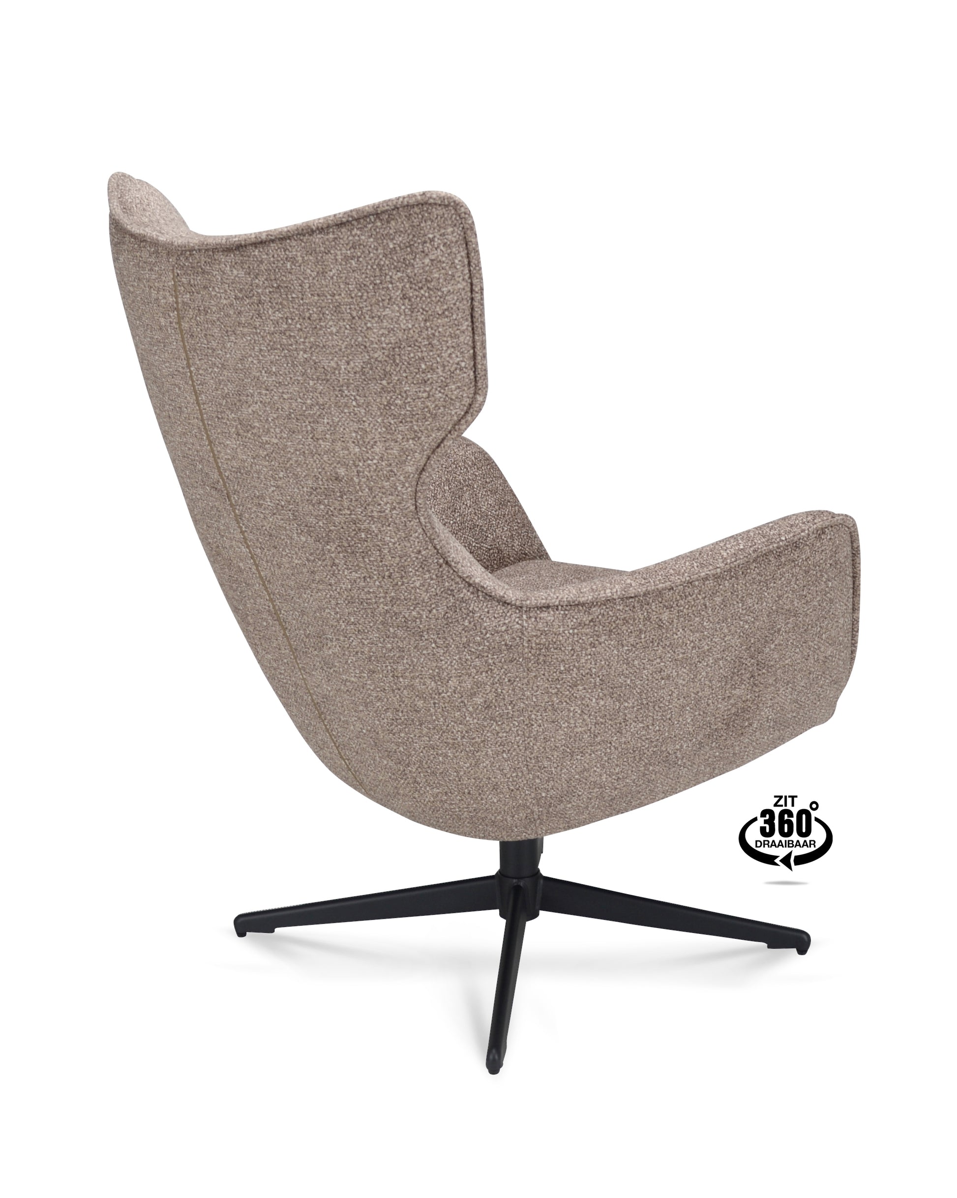 Fauteuil Brantford Stof Leo 26 Sand Poot Zwart 360° Draaibaar