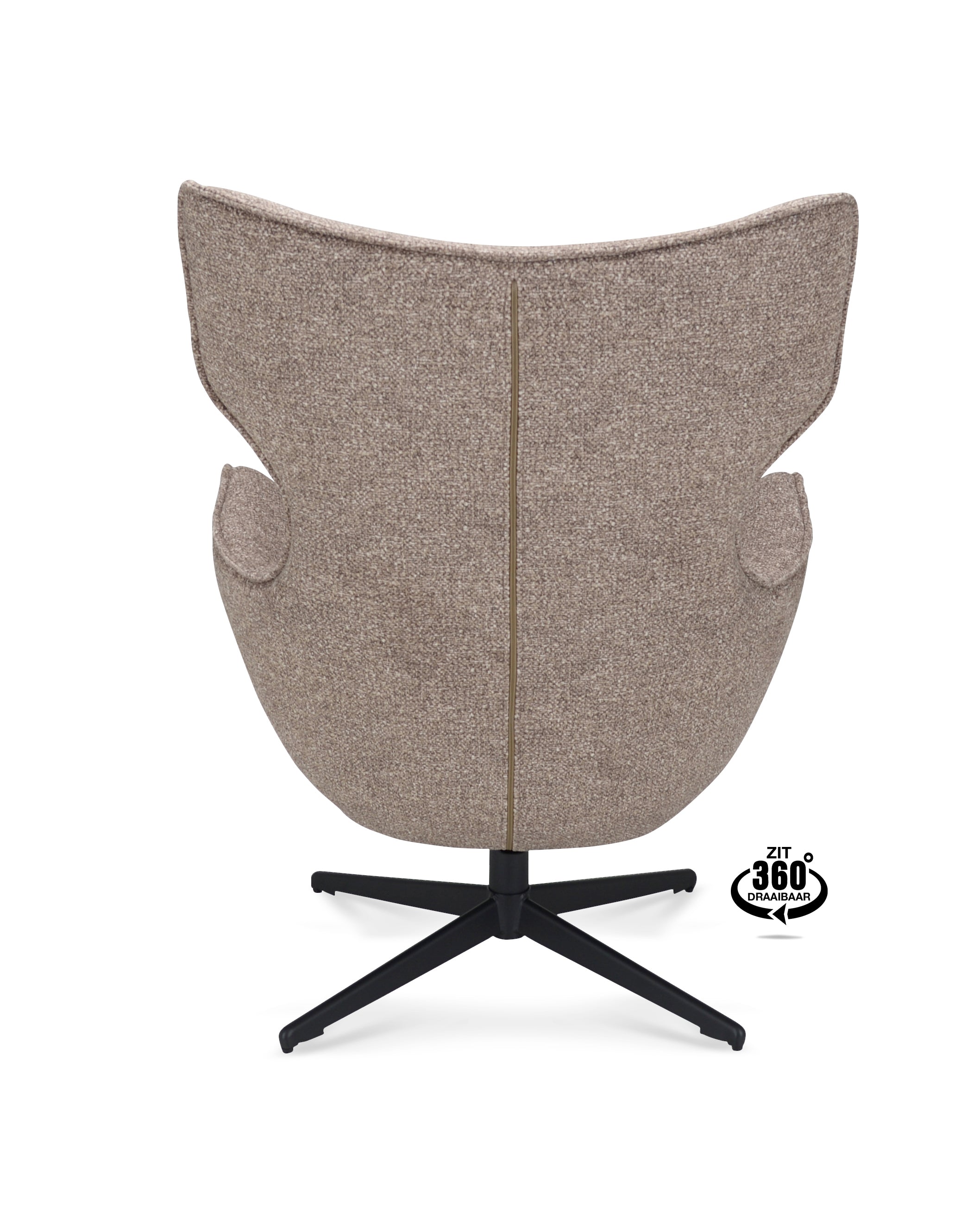 Fauteuil Brantford Stof Leo 32 Mocca Poot Zwart 360° Draaibaar