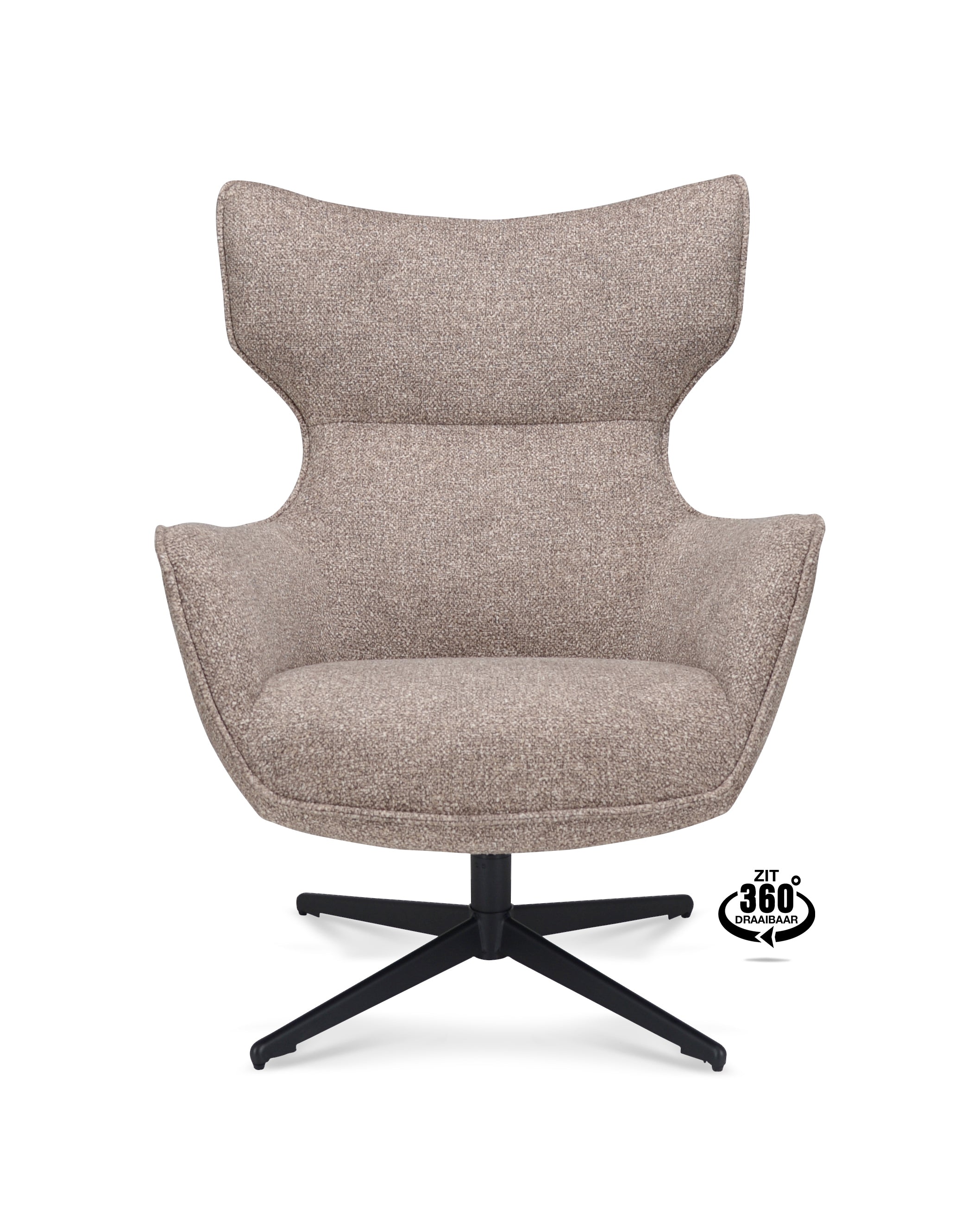 Fauteuil Brantford Stof Leo 26 Sand Poot Zwart 360° Draaibaar
