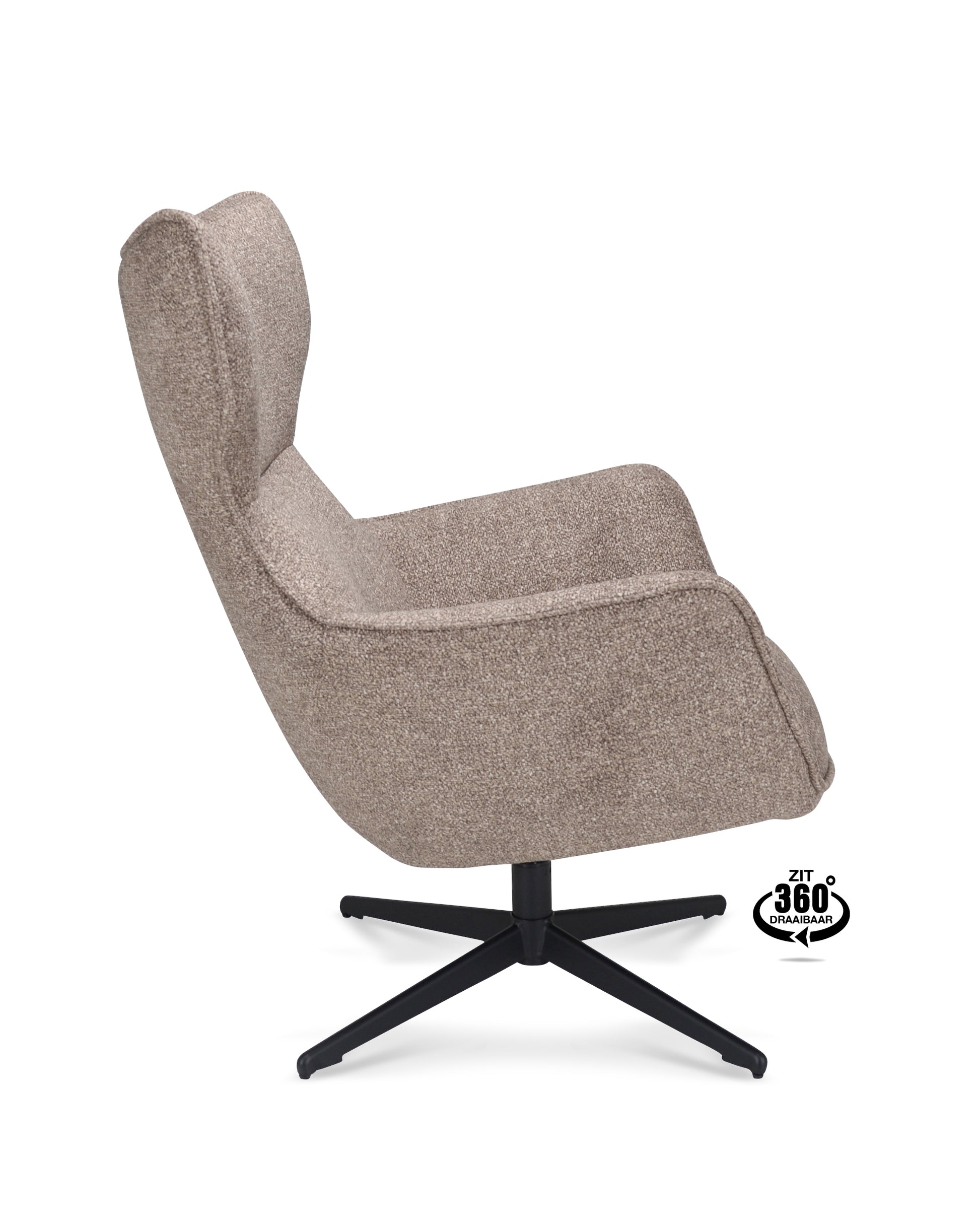 Fauteuil Brantford Stof Leo 26 Sand Poot Zwart 360° Draaibaar