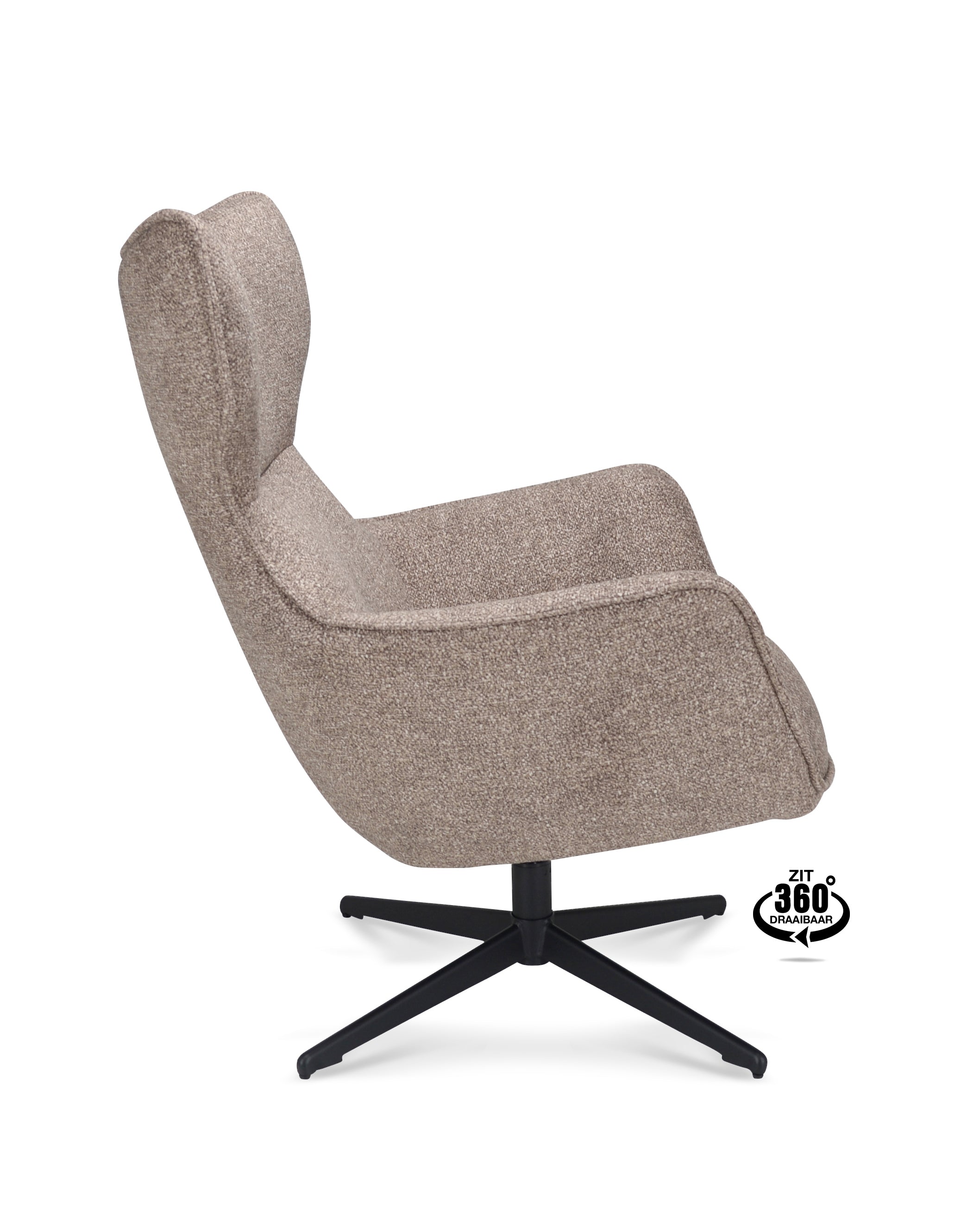 Fauteuil Brantford Stof Leo 26 Sand Poot Zwart 360° Draaibaar