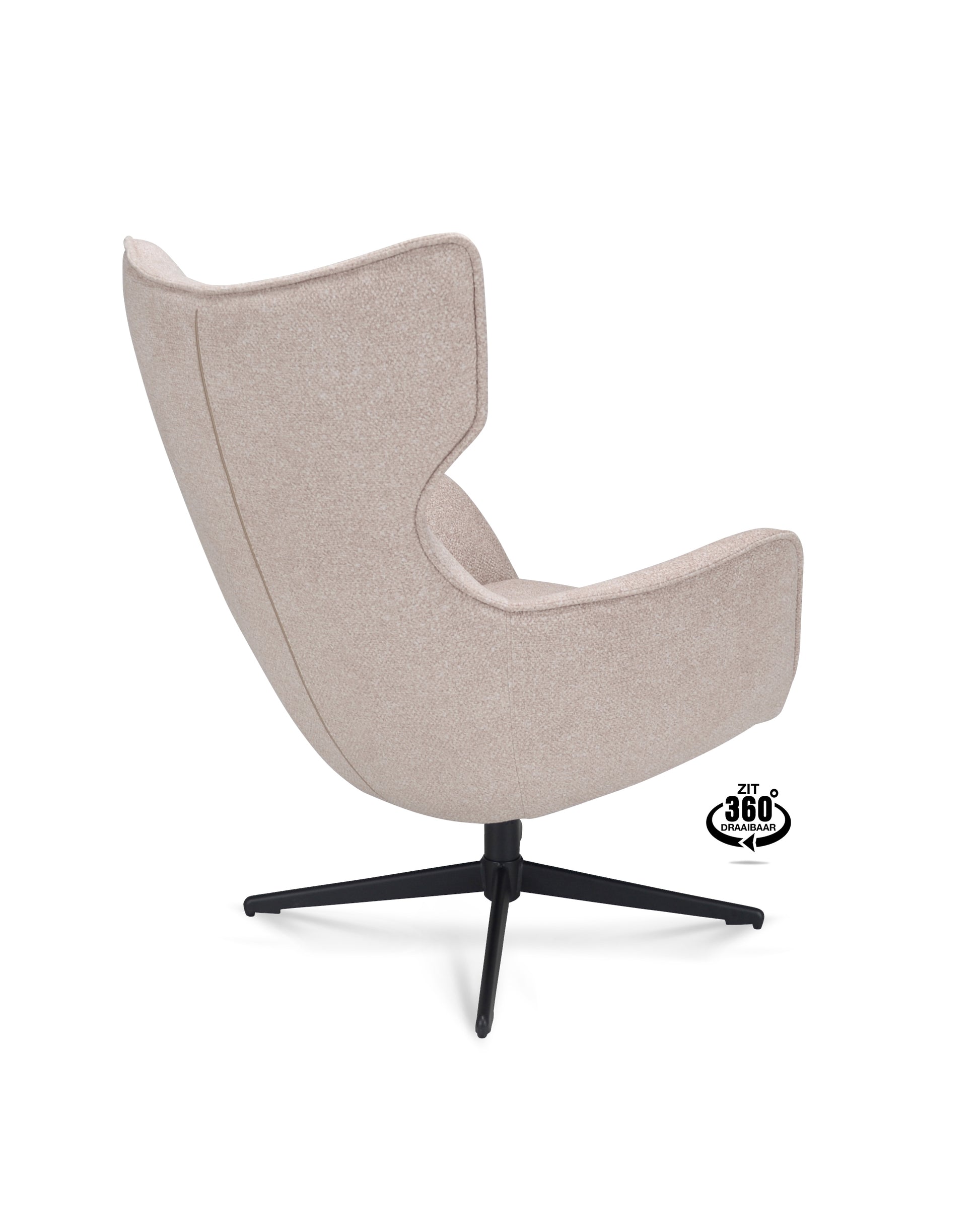 Fauteuil Brantford Stof Leo 26 Sand Poot Zwart 360° Draaibaar