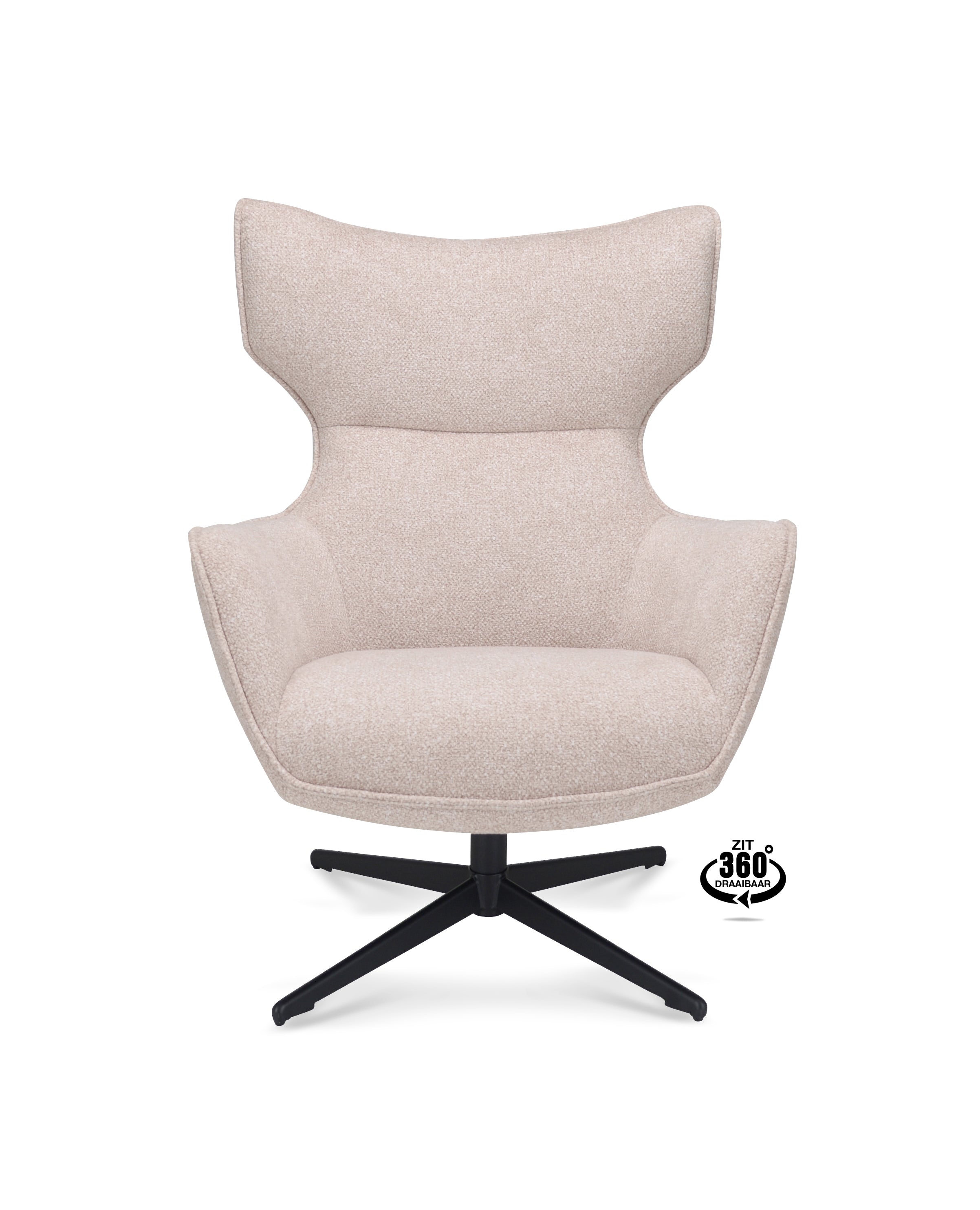 Fauteuil Brantford Stof Leo 26 Sand Poot Zwart 360° Draaibaar