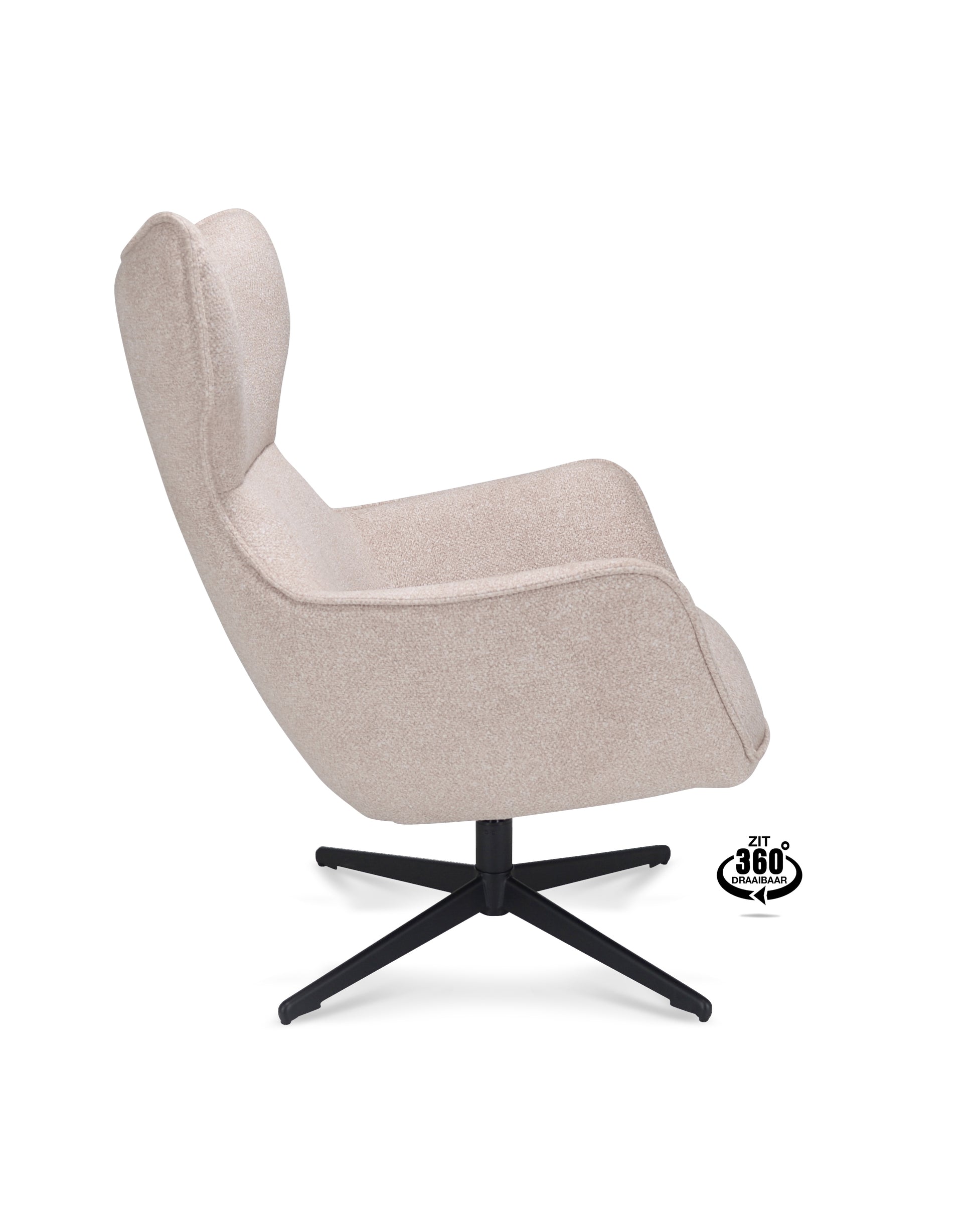 Fauteuil Brantford Stof Leo 26 Sand Poot Zwart 360° Draaibaar