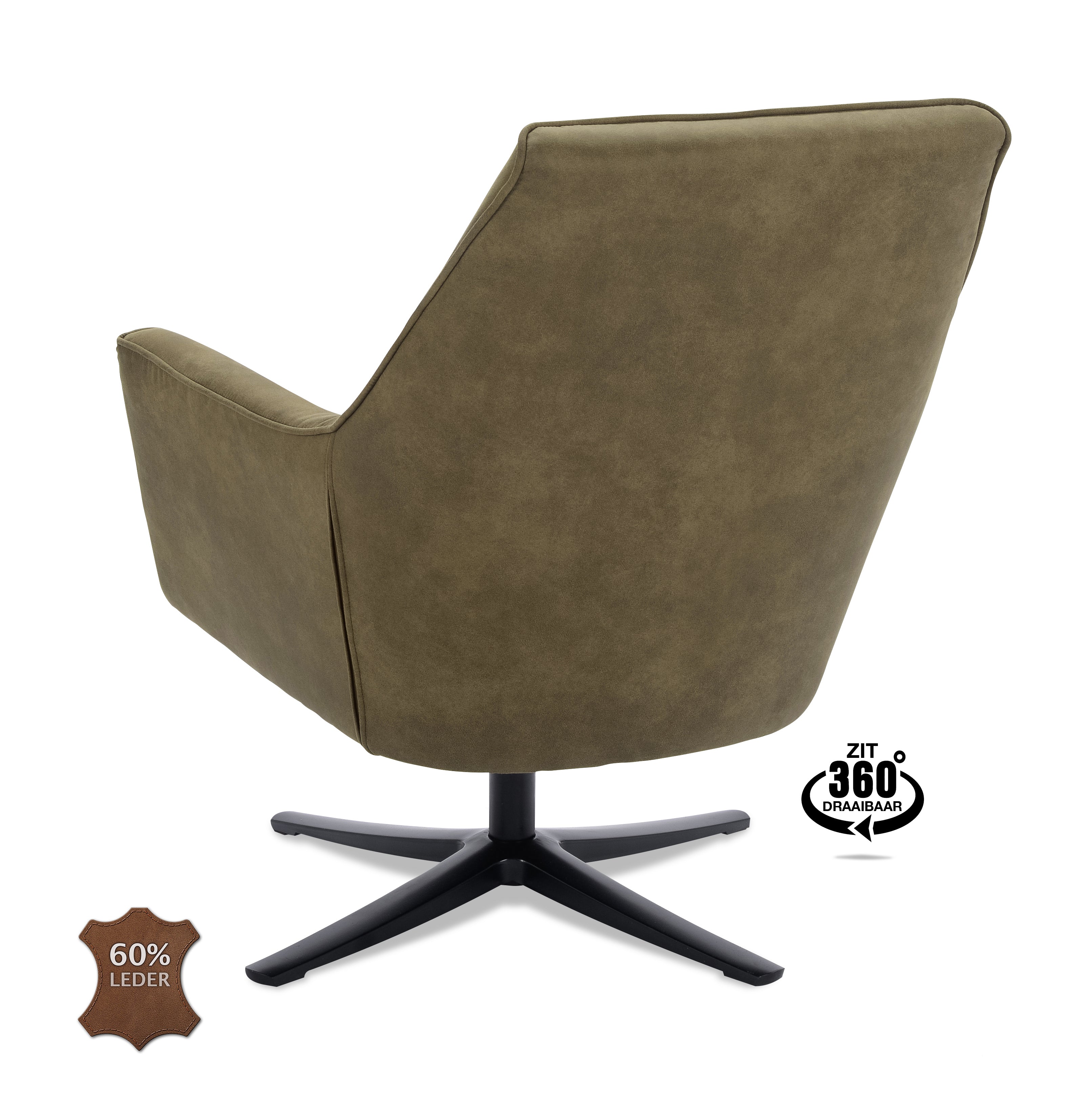 Fauteuil Bronco draaivoet zwart Microleder Bull Graphite