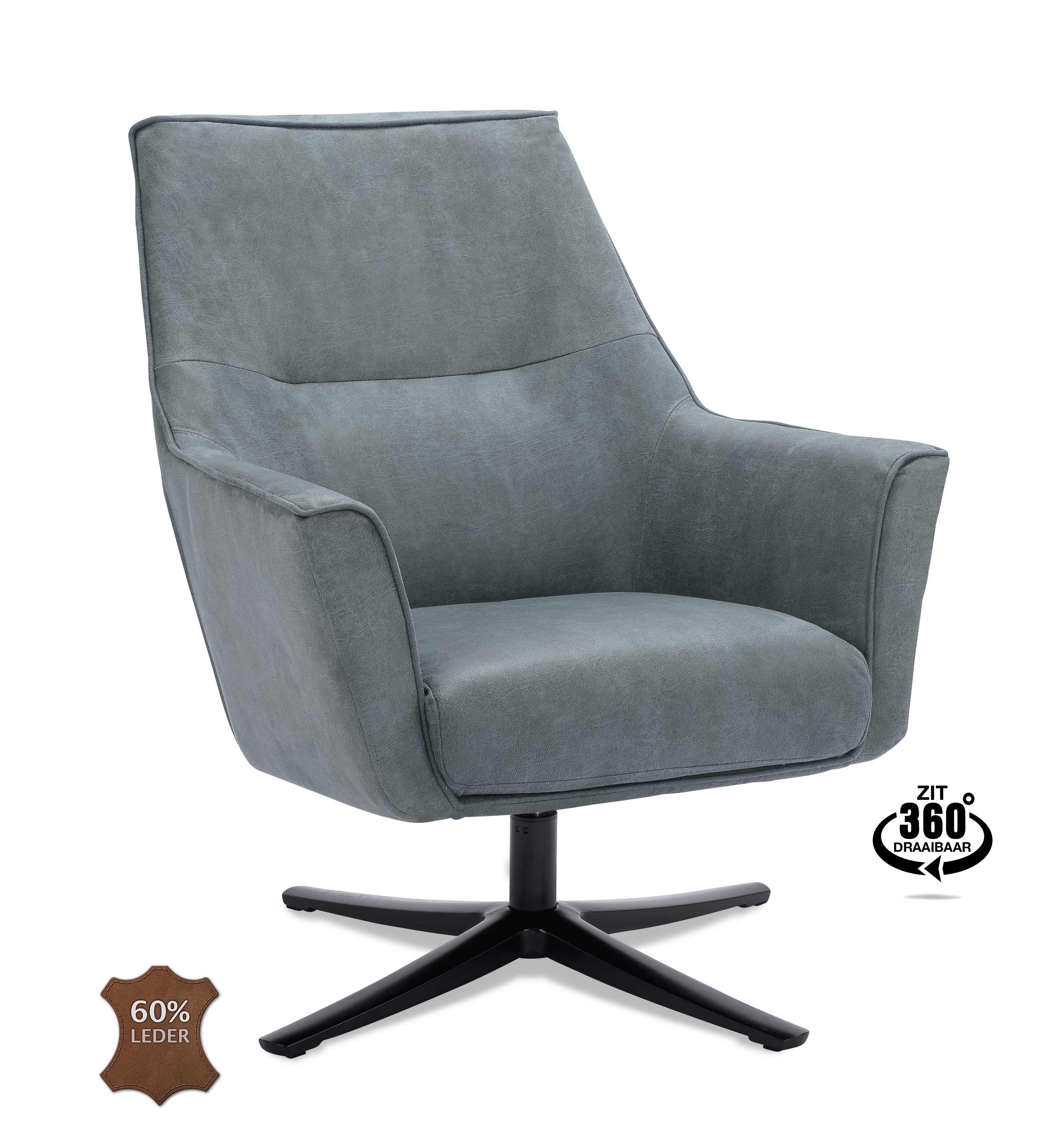 Fauteuil Jersey draaivoet zwart