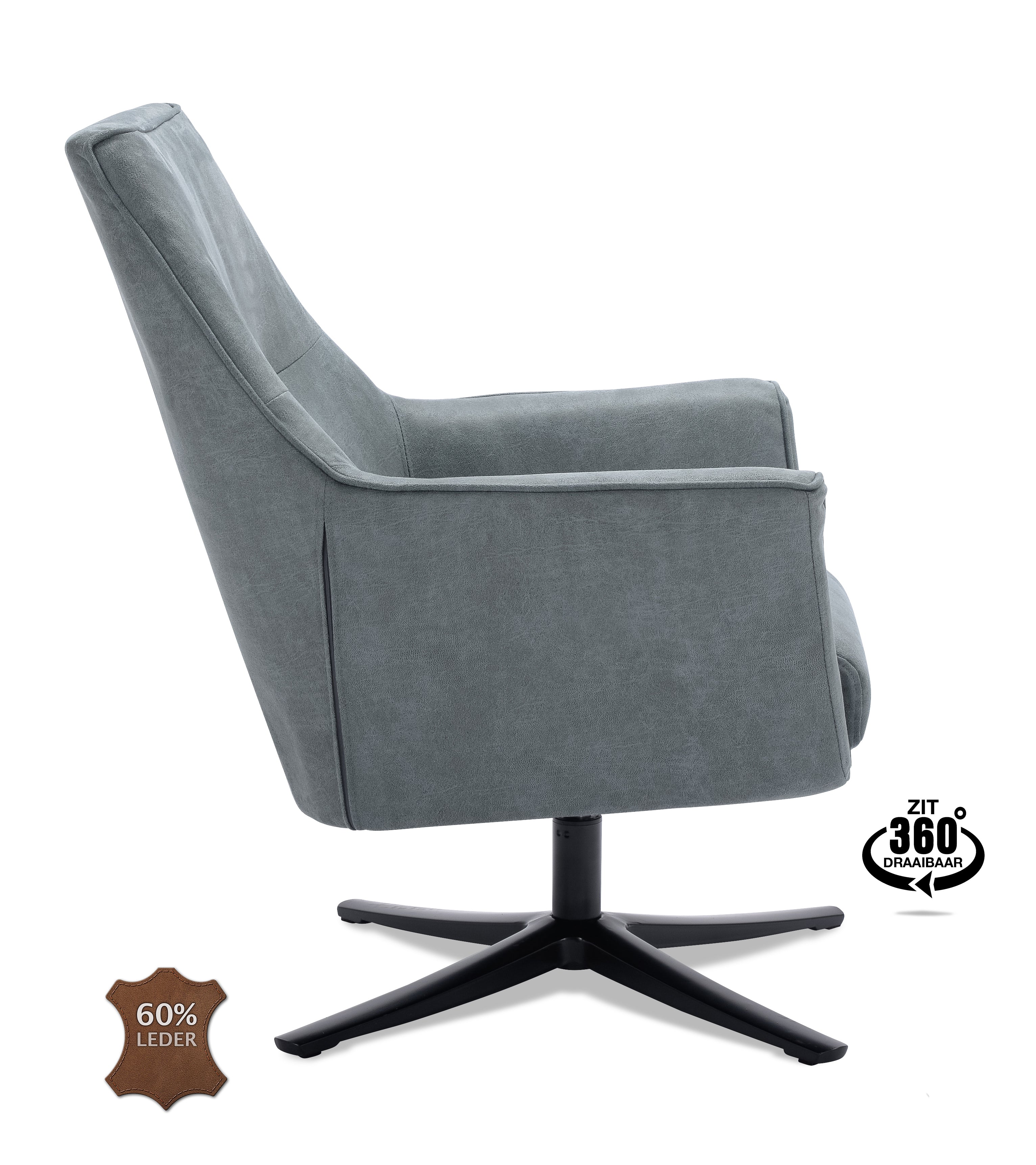 Fauteuil Jersey draaivoet zwart